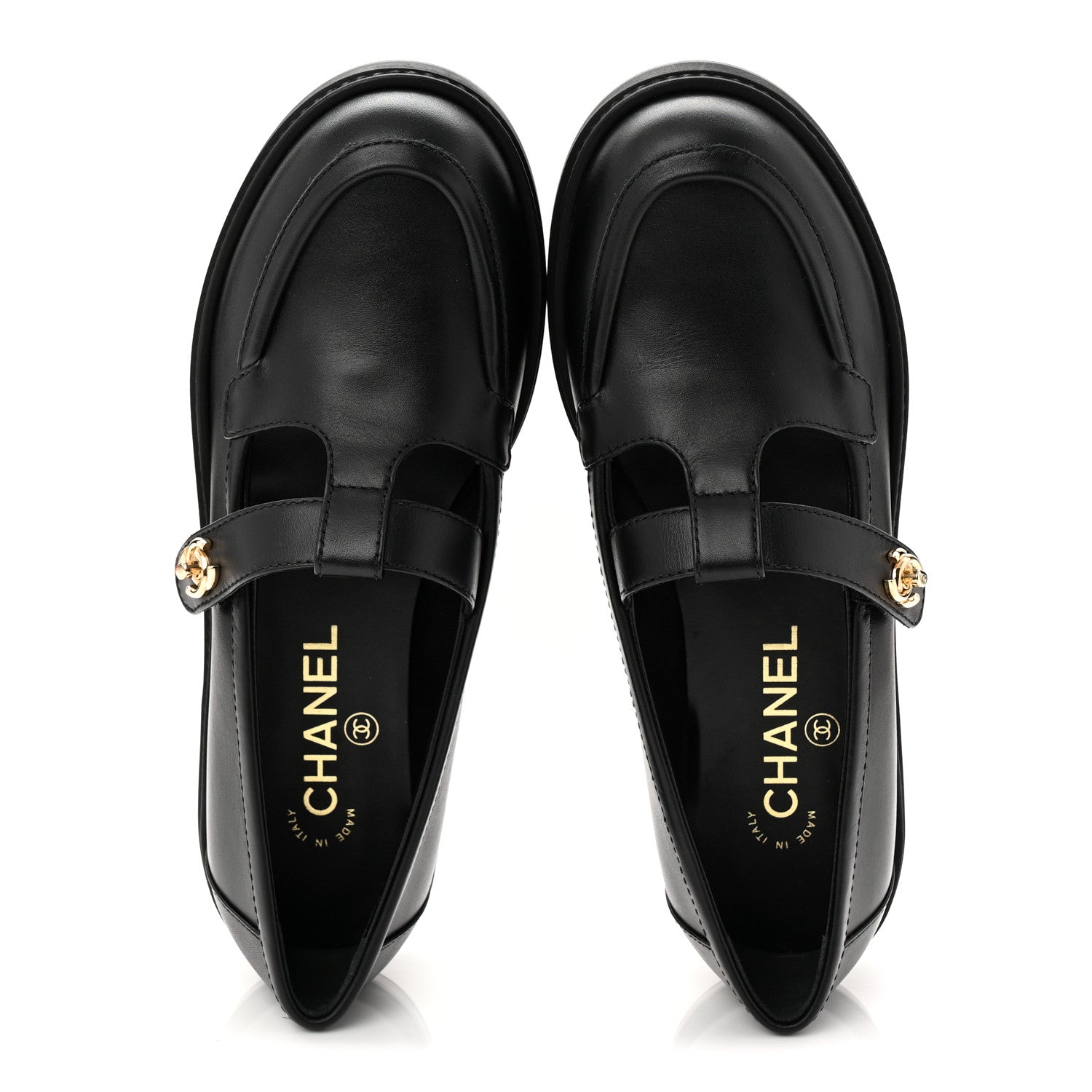 Calfskin CC Turnlock Moccasin Loafers 37.5 Black