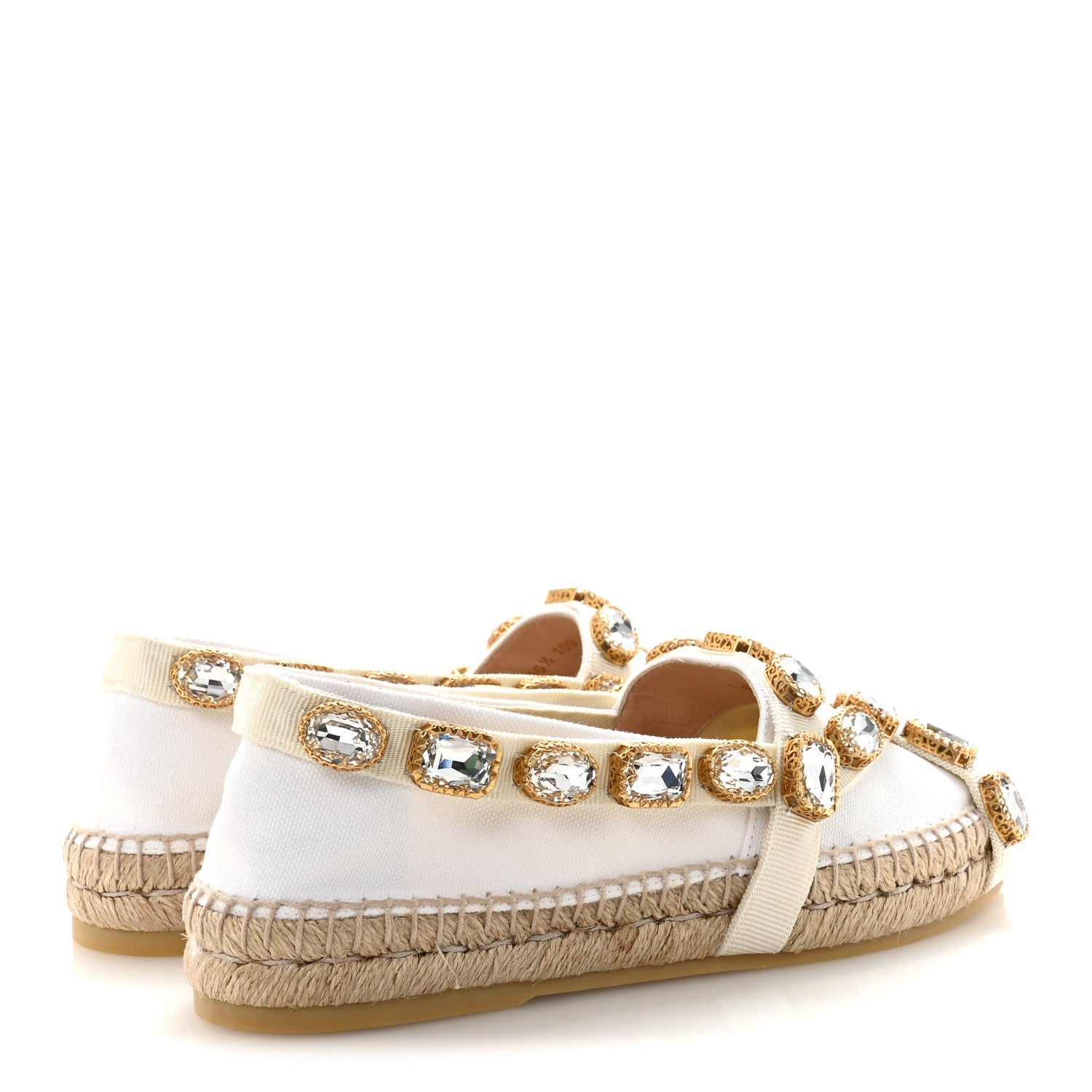 Canvas Crystal Embellished Espadrilles 36.5 Great White