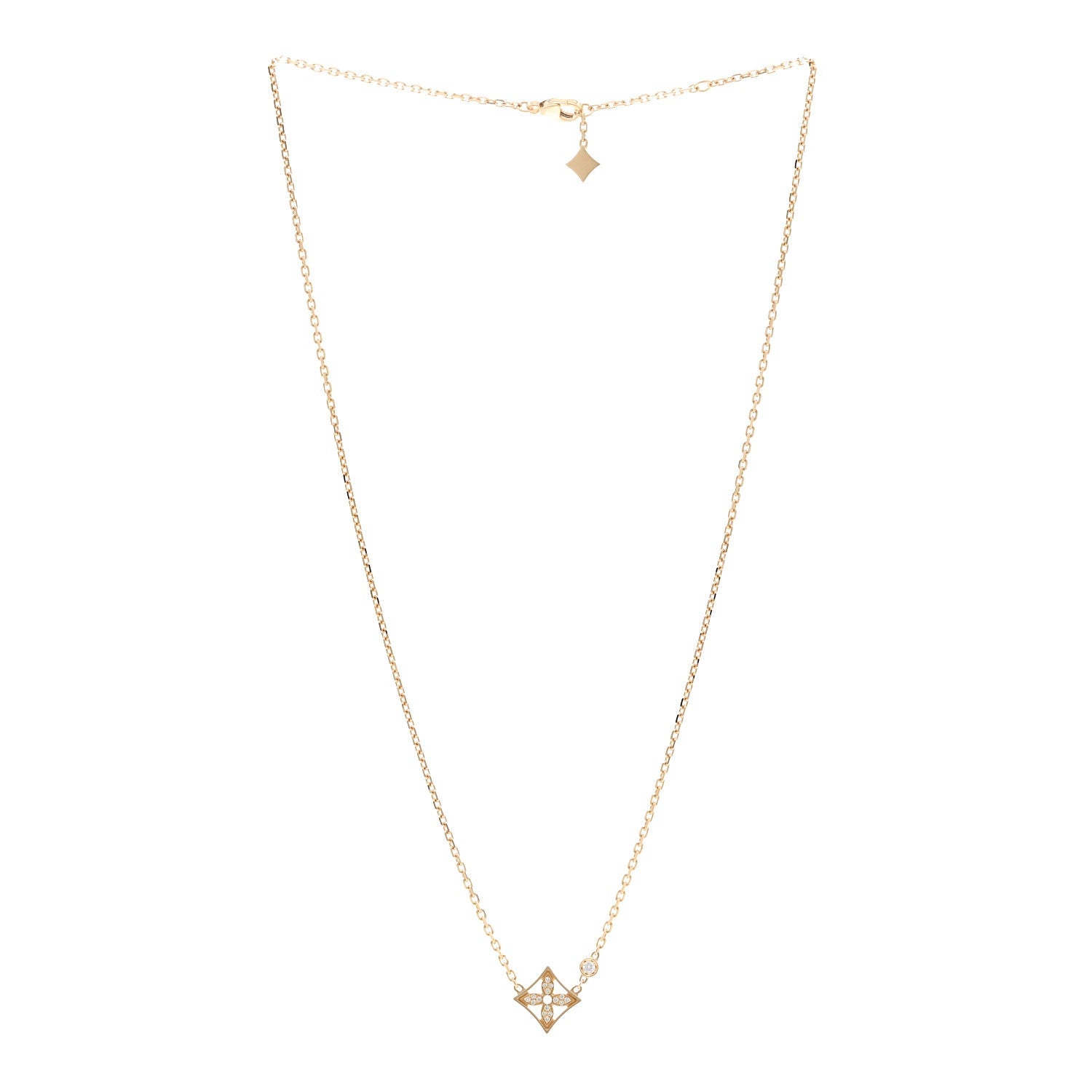 18K Yellow Gold Diamond Idylle Blossom Pendant Pave Necklace