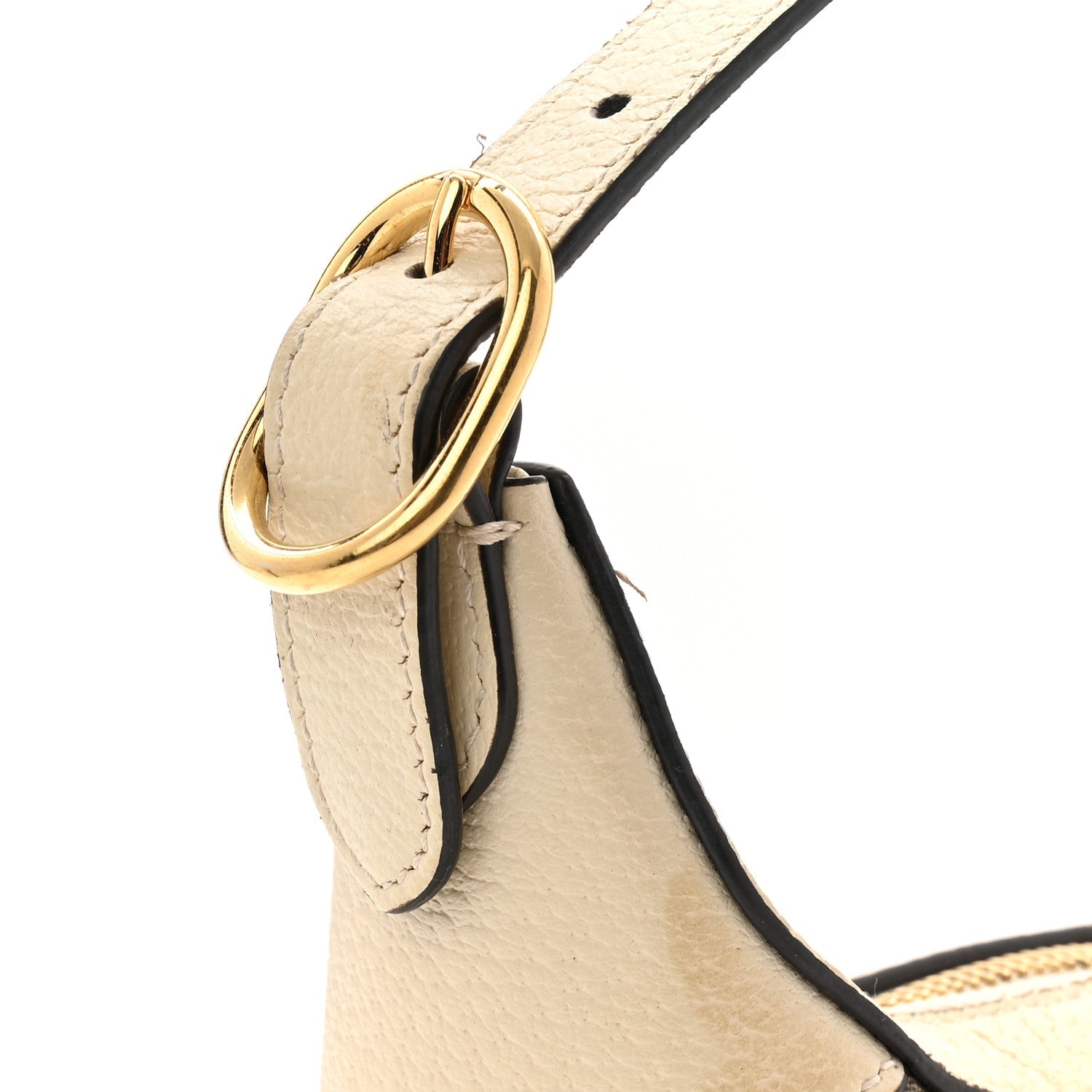 GG Supreme Monogram Textured Dollar Calfskin Web Mini Ophidia Half Moon Hobo Beige Ebony Mystic White