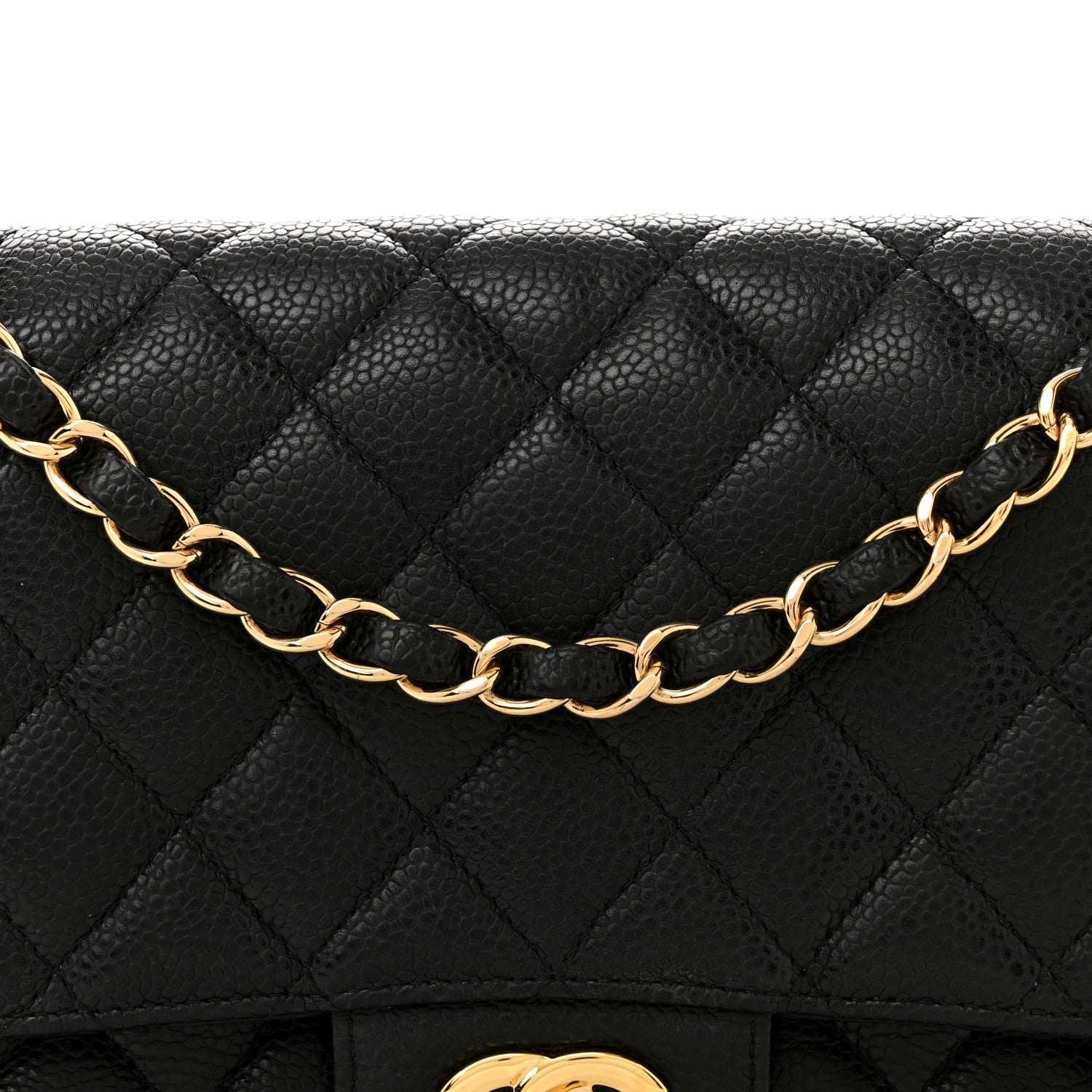 Caviar Quilted Medium Double Flap Black