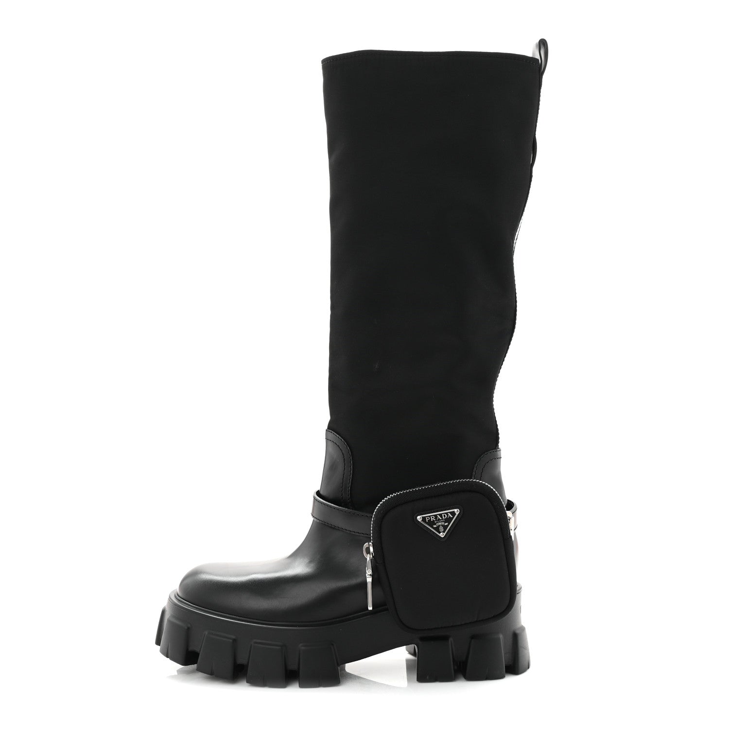 Spazzolato Rois Re-Nylon Metal Triangle Logo Monolith Pouch Pocket 55mm Tall Boots 39 Black