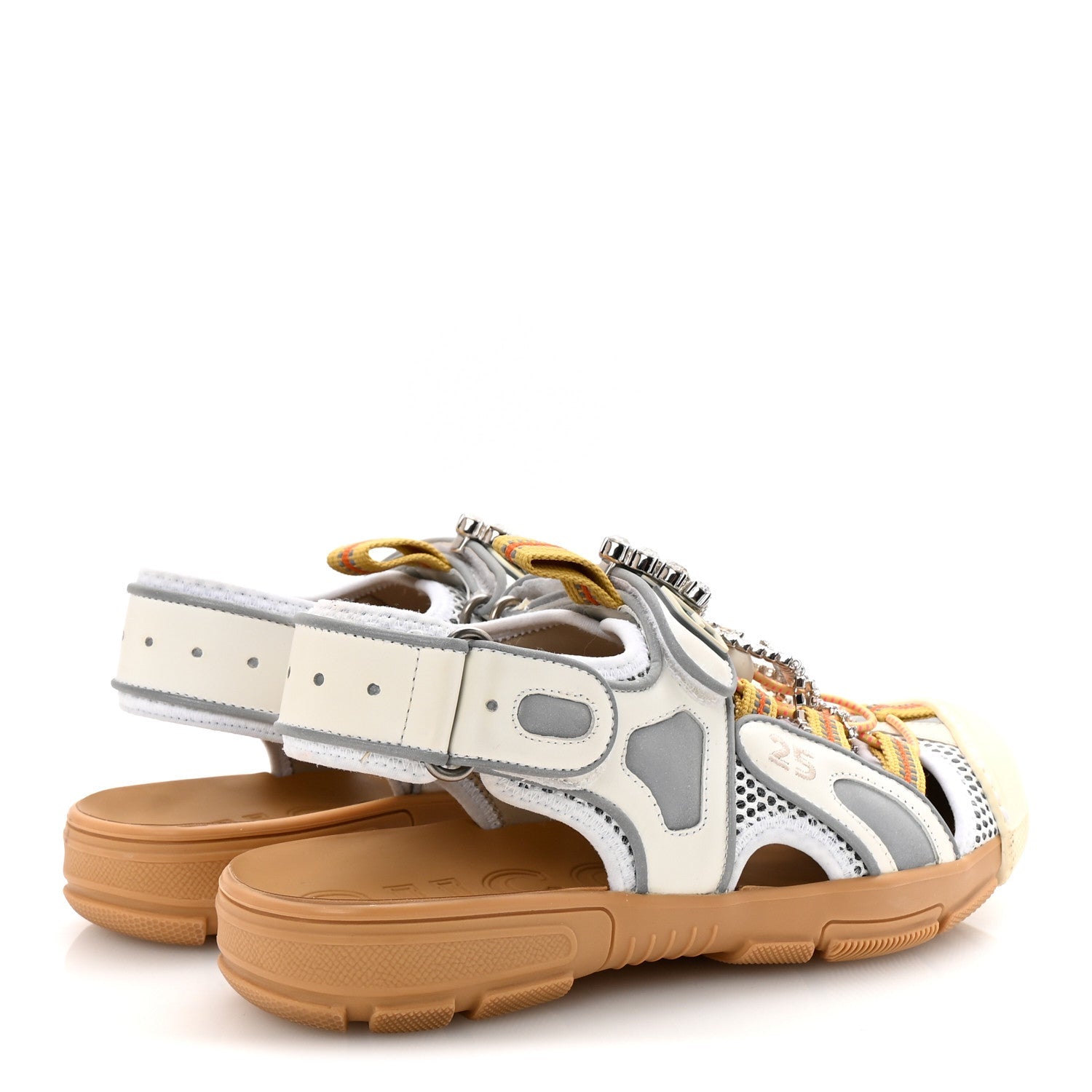Mesh Fabric Tinsel Sport Sandals 37 White Silver