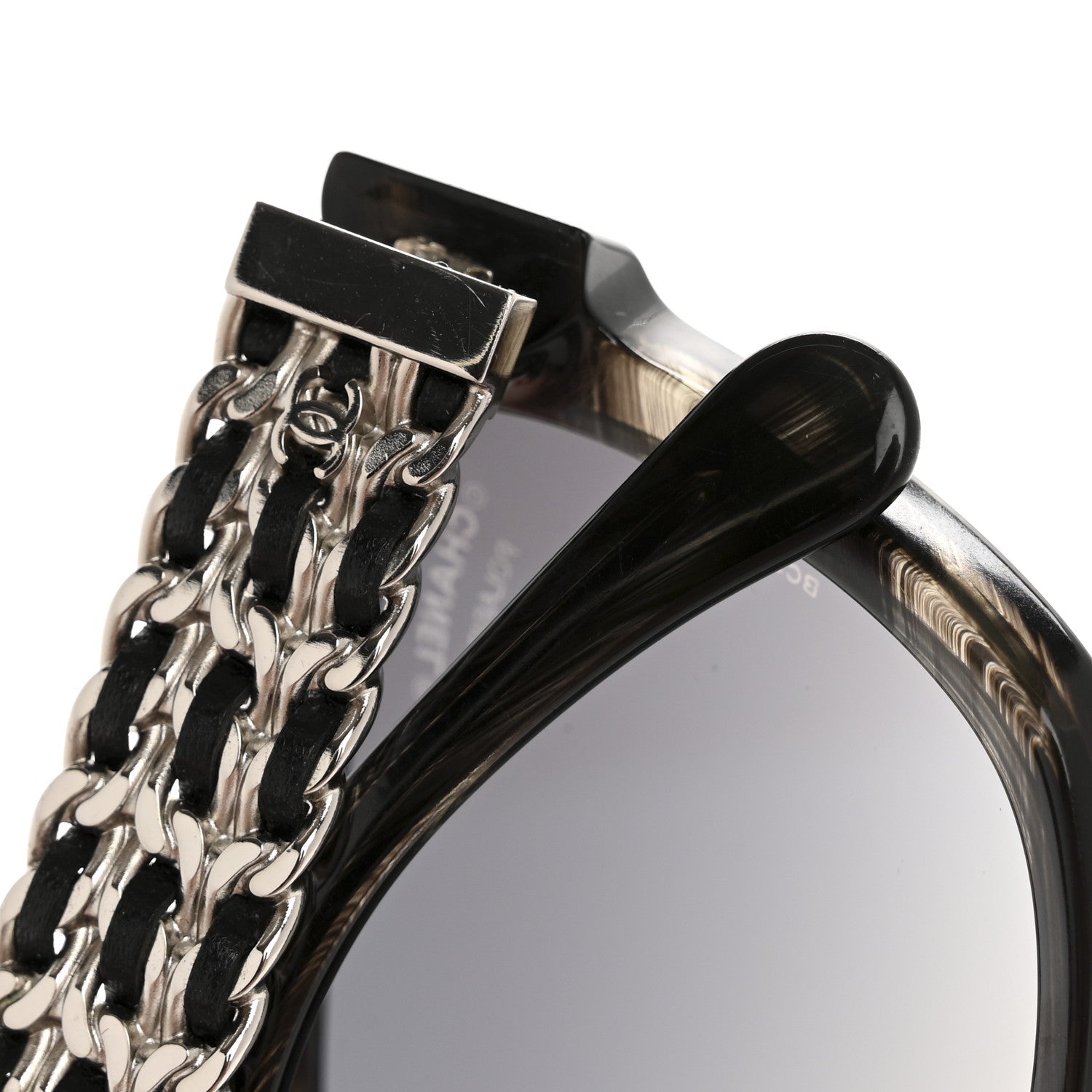 Acetate Lambskin Chain Sunglasses 5362-Q Black