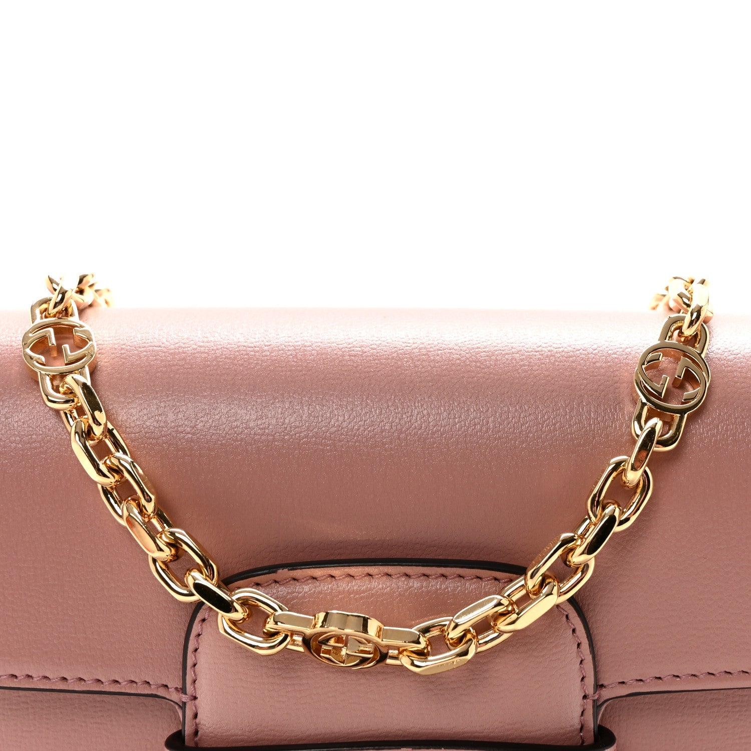 Azalea Calfskin Crystal GG Monogram Mini Horsebit 1955 Shoulder Bag Pink
