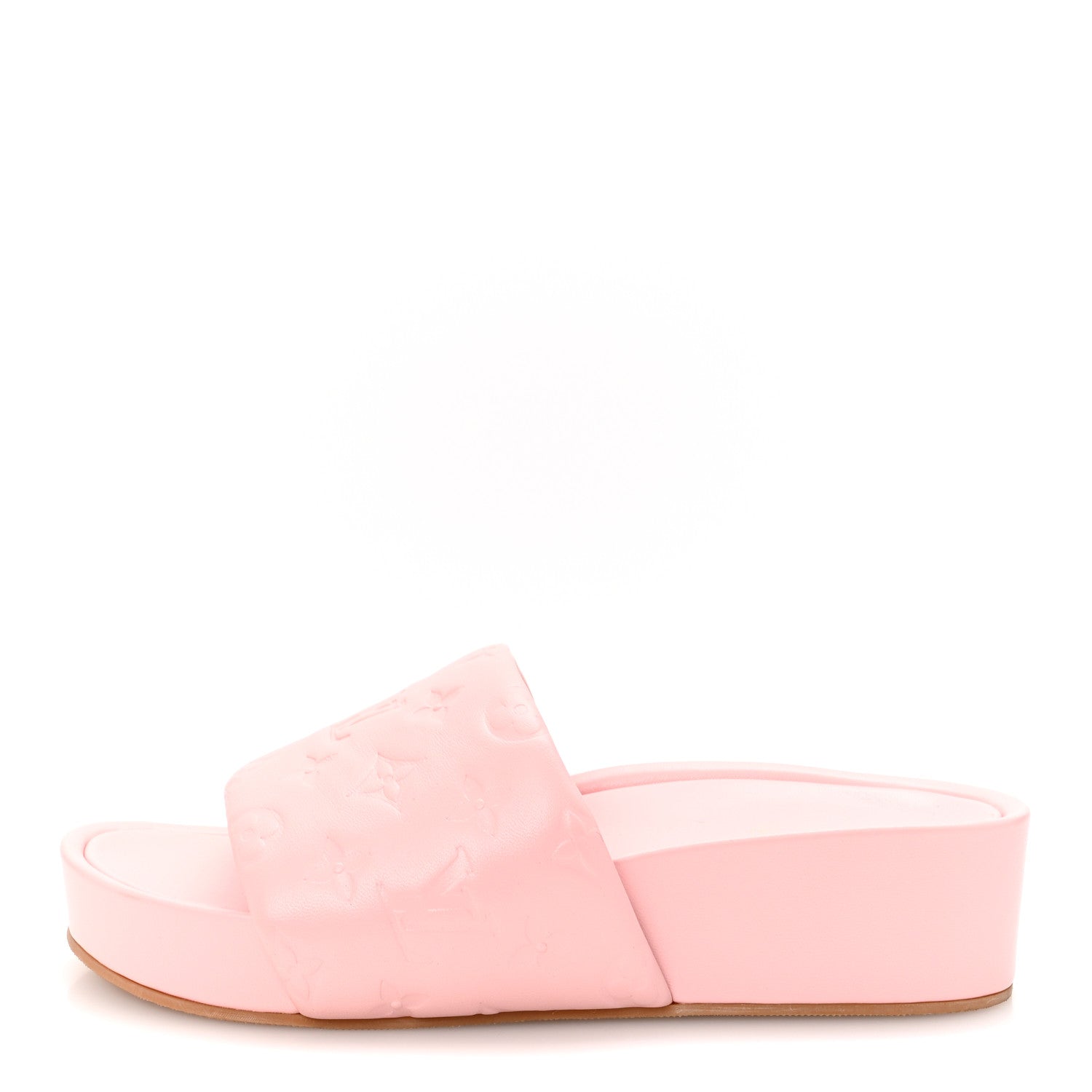 Lambskin Embossed Monogram Jumbo Flatform Mule Sandals 41 Rose Clair