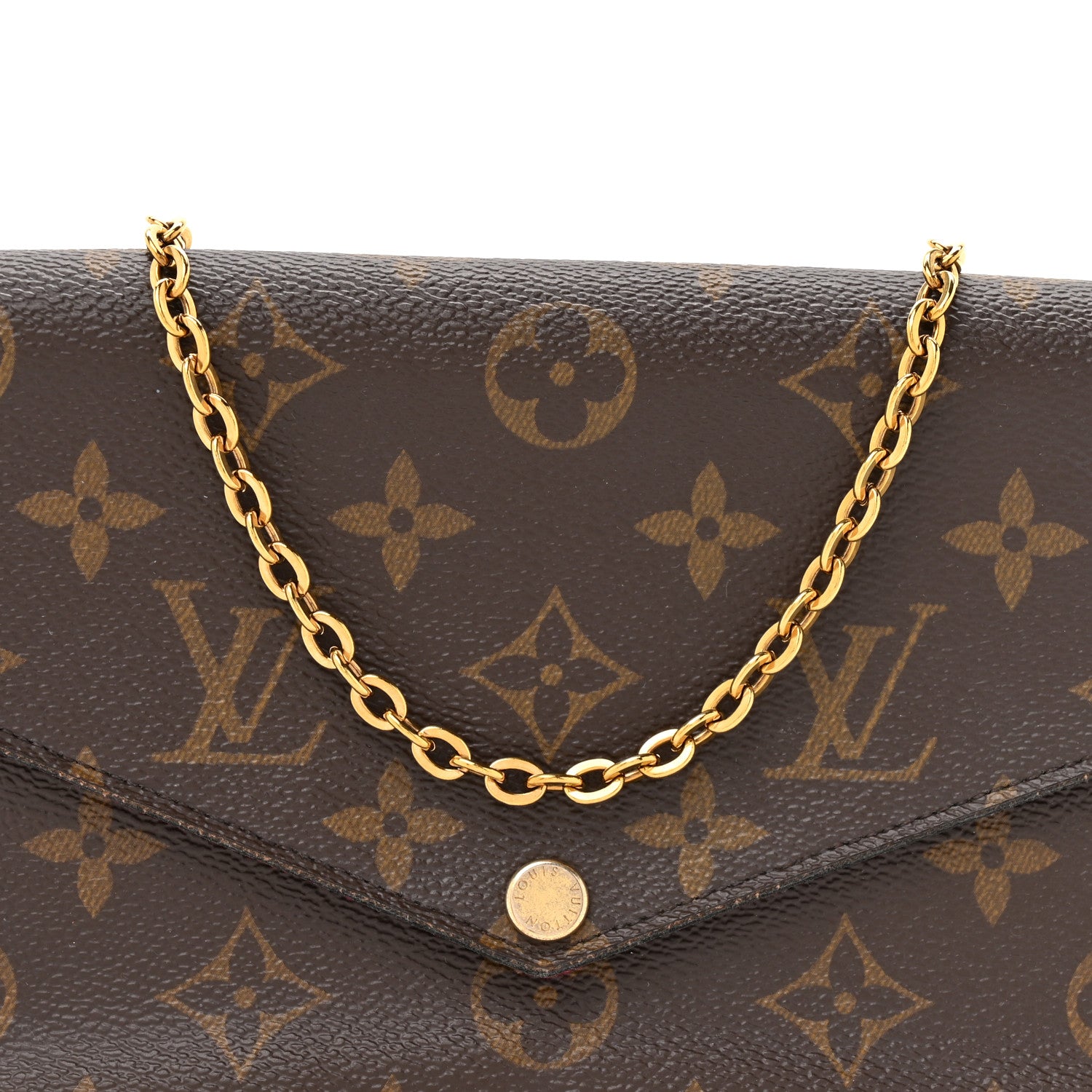 Monogram Pochette Felicie Chain Wallet Fuchsia
