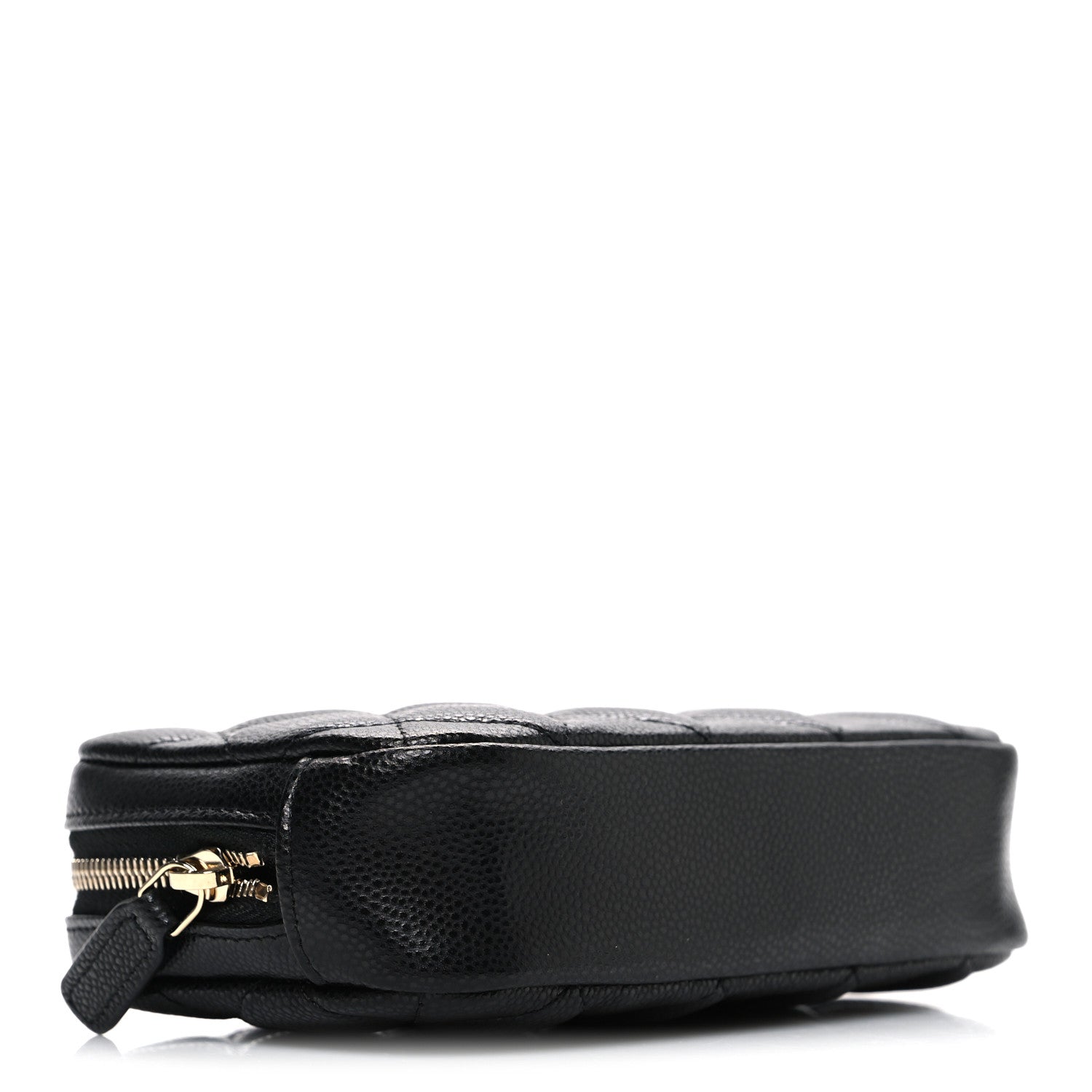 Caviar Quilted Small Curvy Pouch Cosmetic Case Black