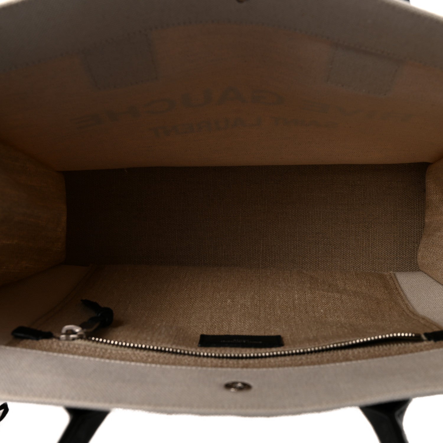 Linen Calfskin Small Rive Gauche Tote Greggio Natural