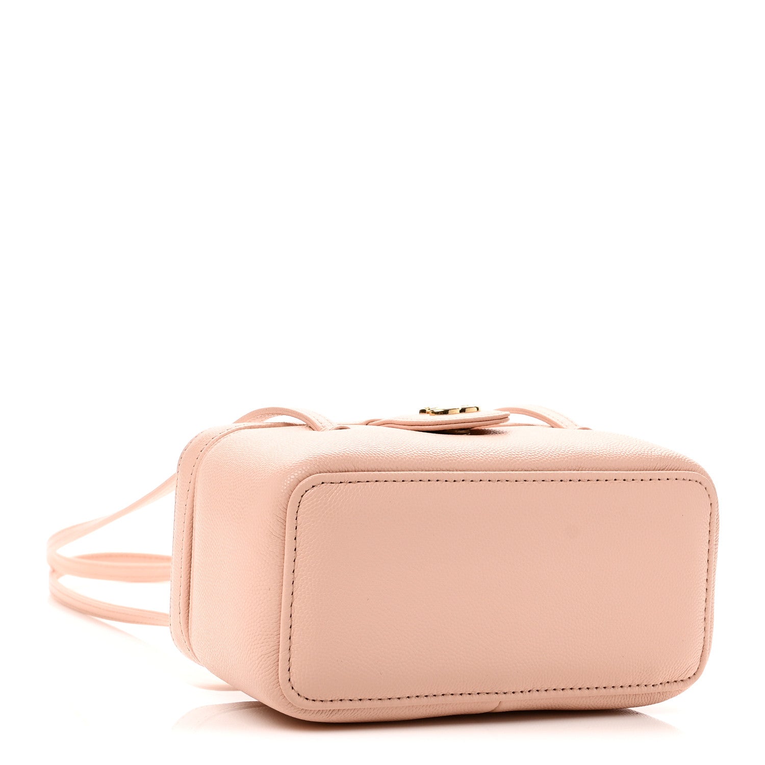 Shiny Caviar Preppy Coco Long Vanity With Strap Light Pink