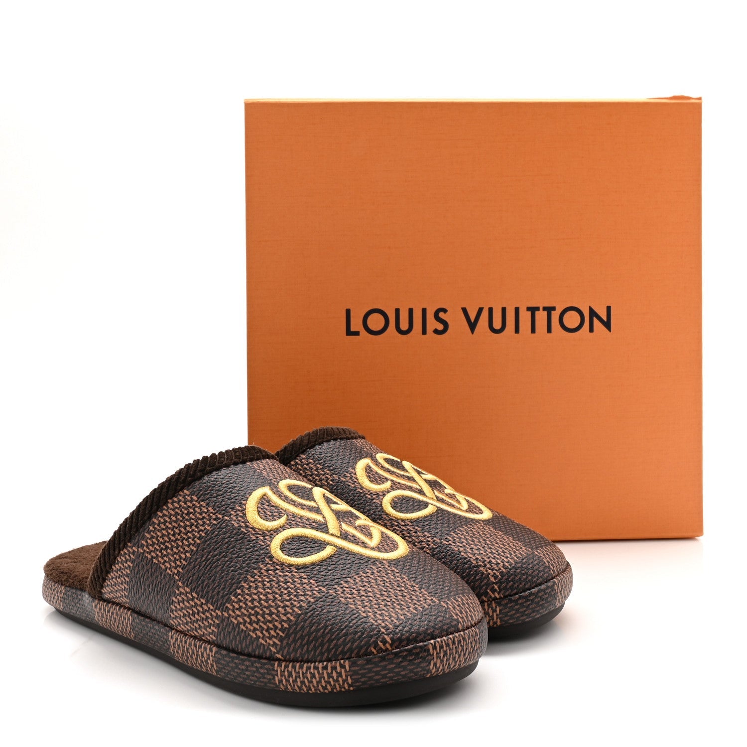 Damier Ebene Palace Slippers 35 Mocha