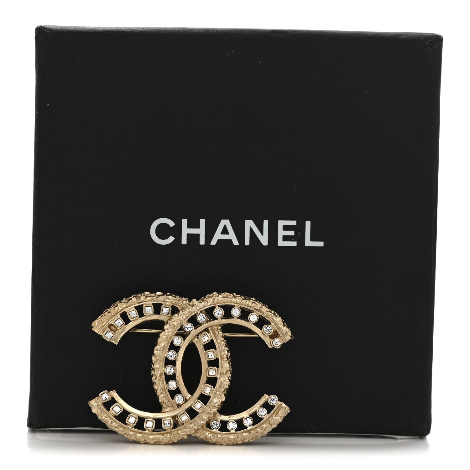 Crystal CC Brooch Gold