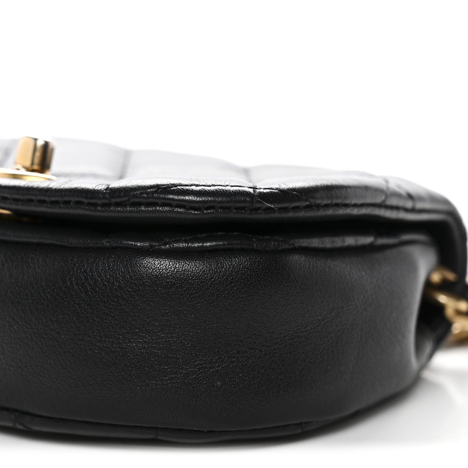 Calfskin Quilted Mini Coco Mail Clutch With Chain Black