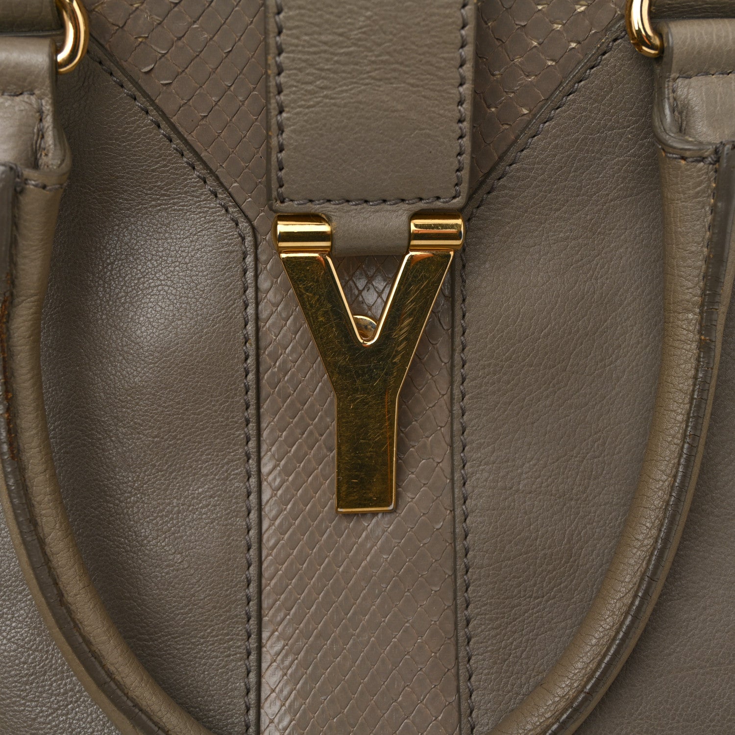 Calfskin Snakeskin Medium Cabas Chyc Beige