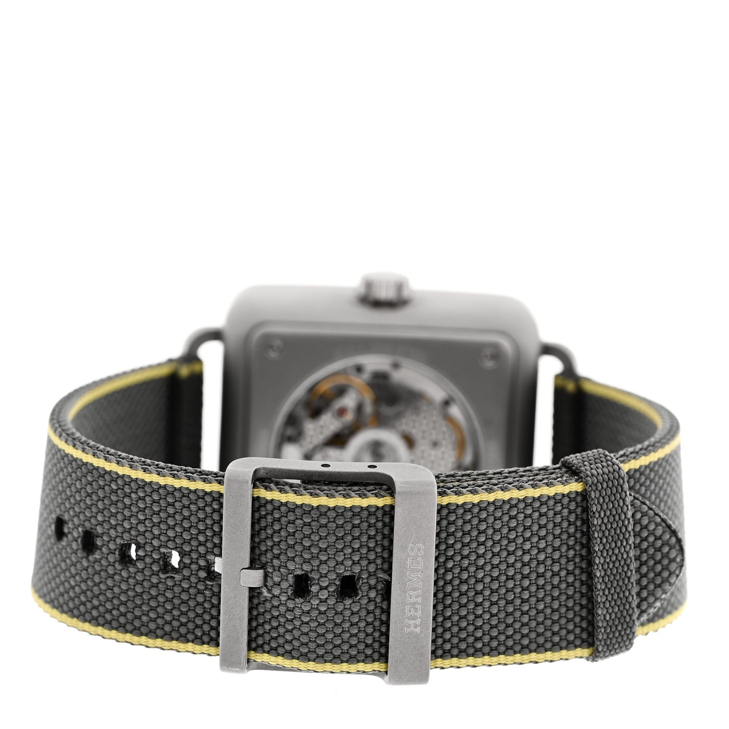 Stainless Steel Fabric 38mm Carre H Automatic Watch Gris Perle