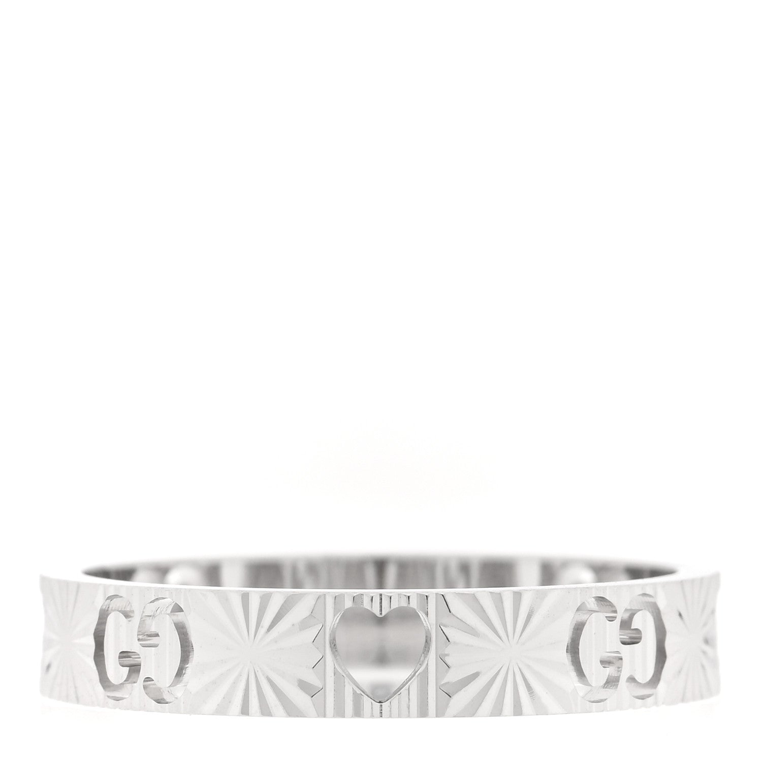 18K White Gold Icon Heart Band Ring 61 9.5
