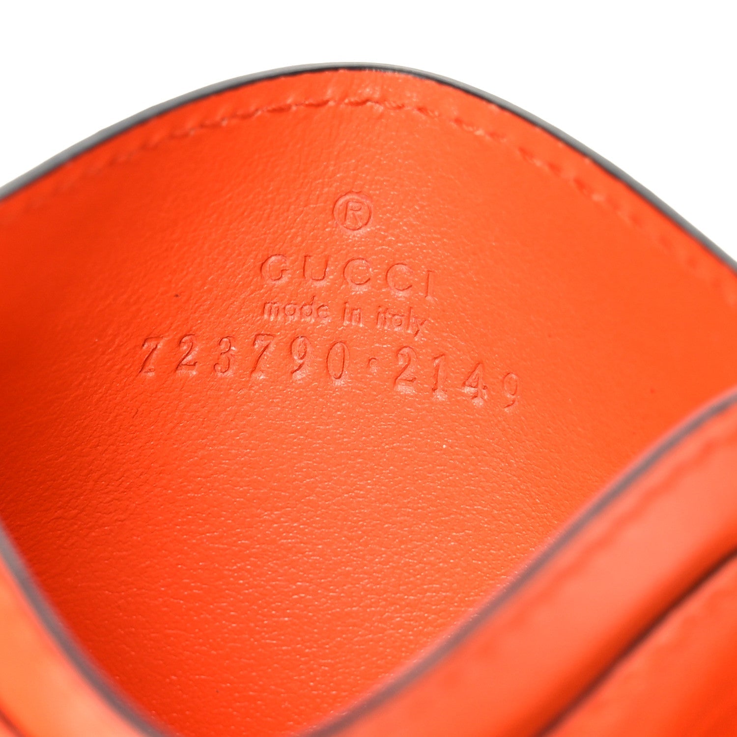 Calfskin GG Matelasse Card Holder Deep Orange