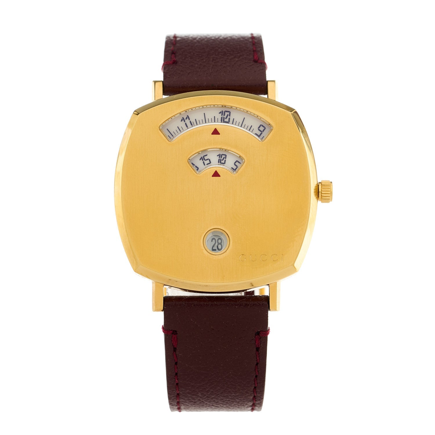 Stainless Steel Alligator 35mm Grip Quartz Watch Burgundy