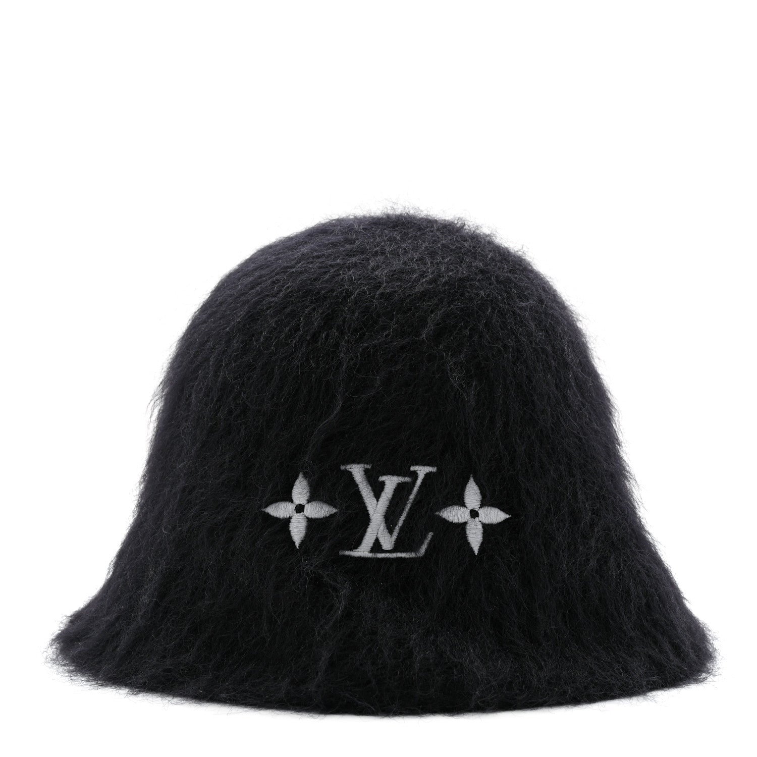 Mohair Wool LV Fluffy Hat Black