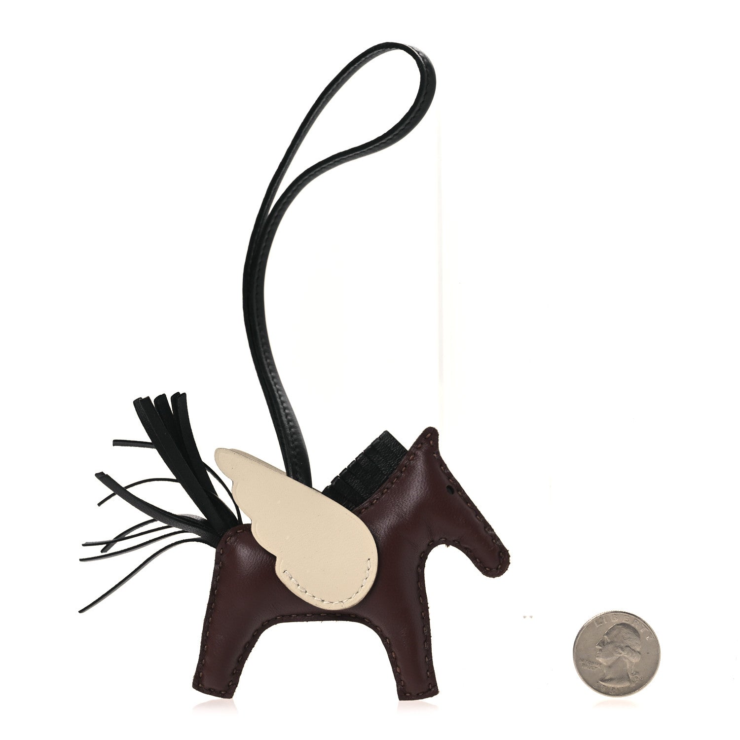 Milo Lambskin Grigri Rodeo Pegase Horse Bag Charm PM Terre Black Craie