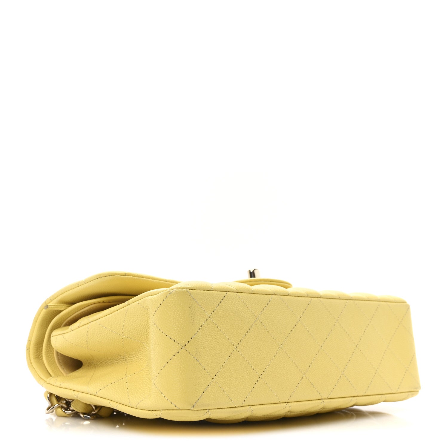 Caviar Quilted Small Double Flap Light Yellow