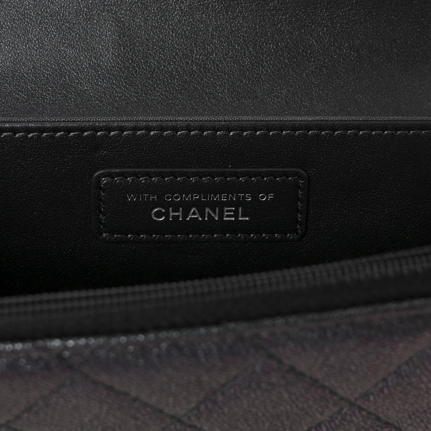 Iridescent Caviar Quilted Classic Pouch Clutch Black