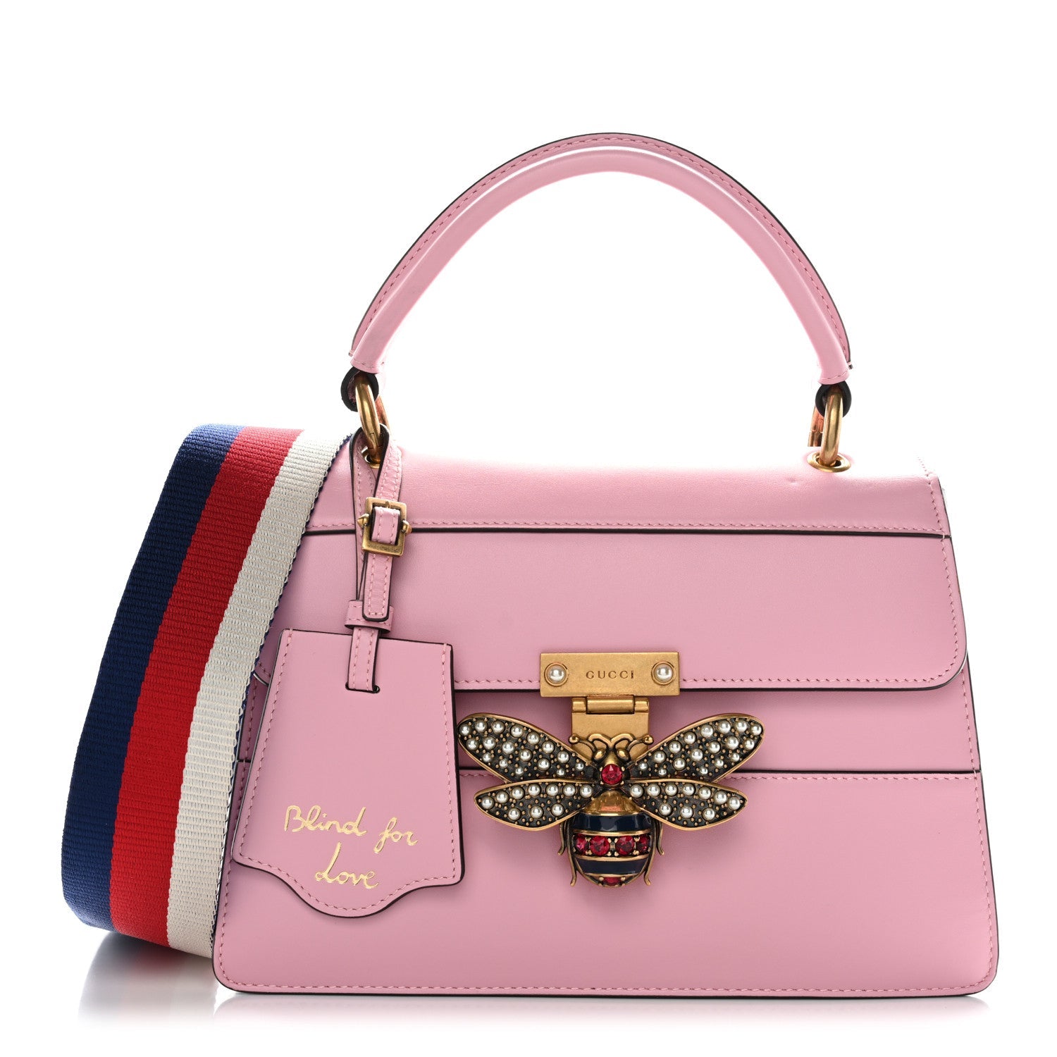 Calfskin Sylvie Web Small Queen Margaret Top Handle Bag Sugar Pink