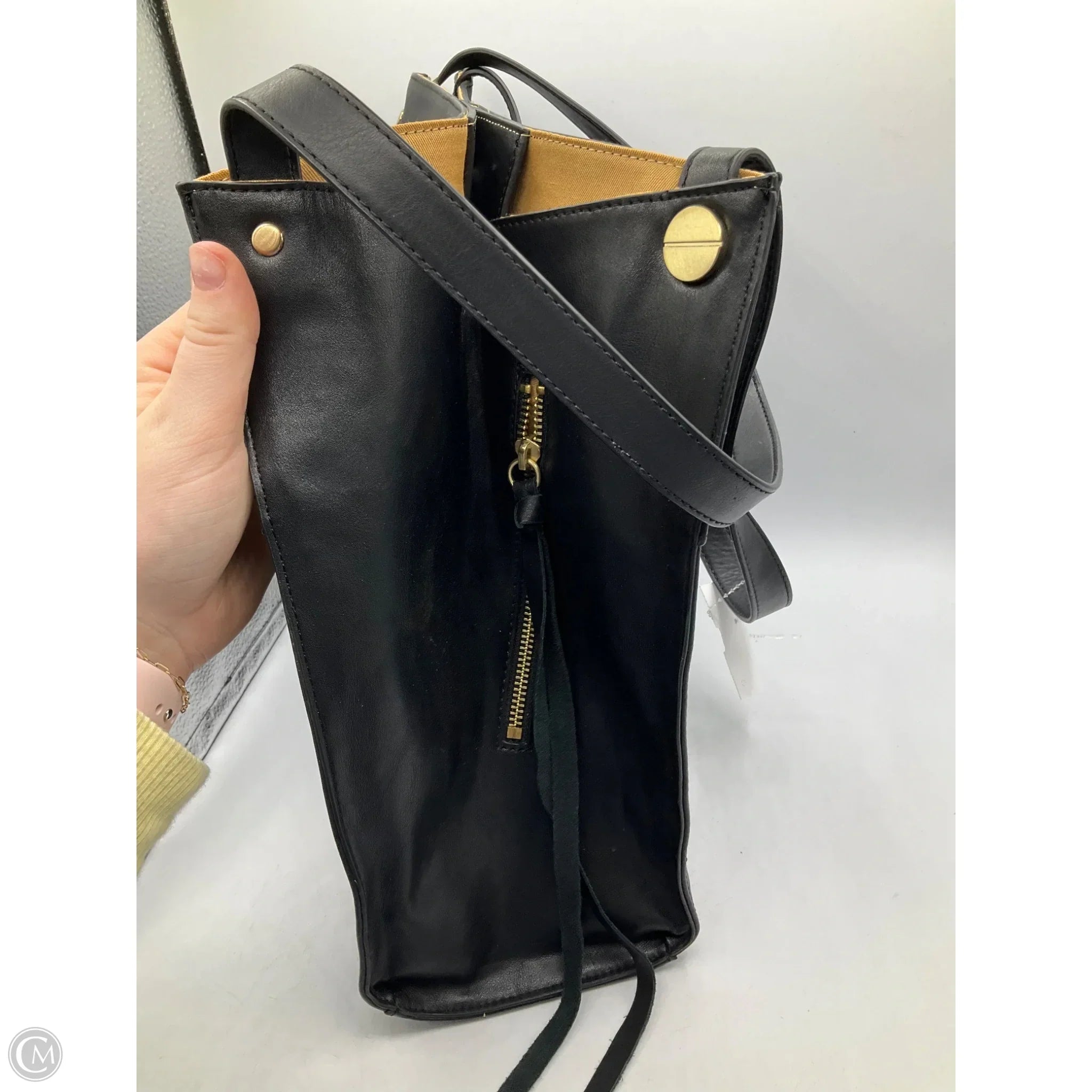 Handbag Leather By Perlina, Size: Medium