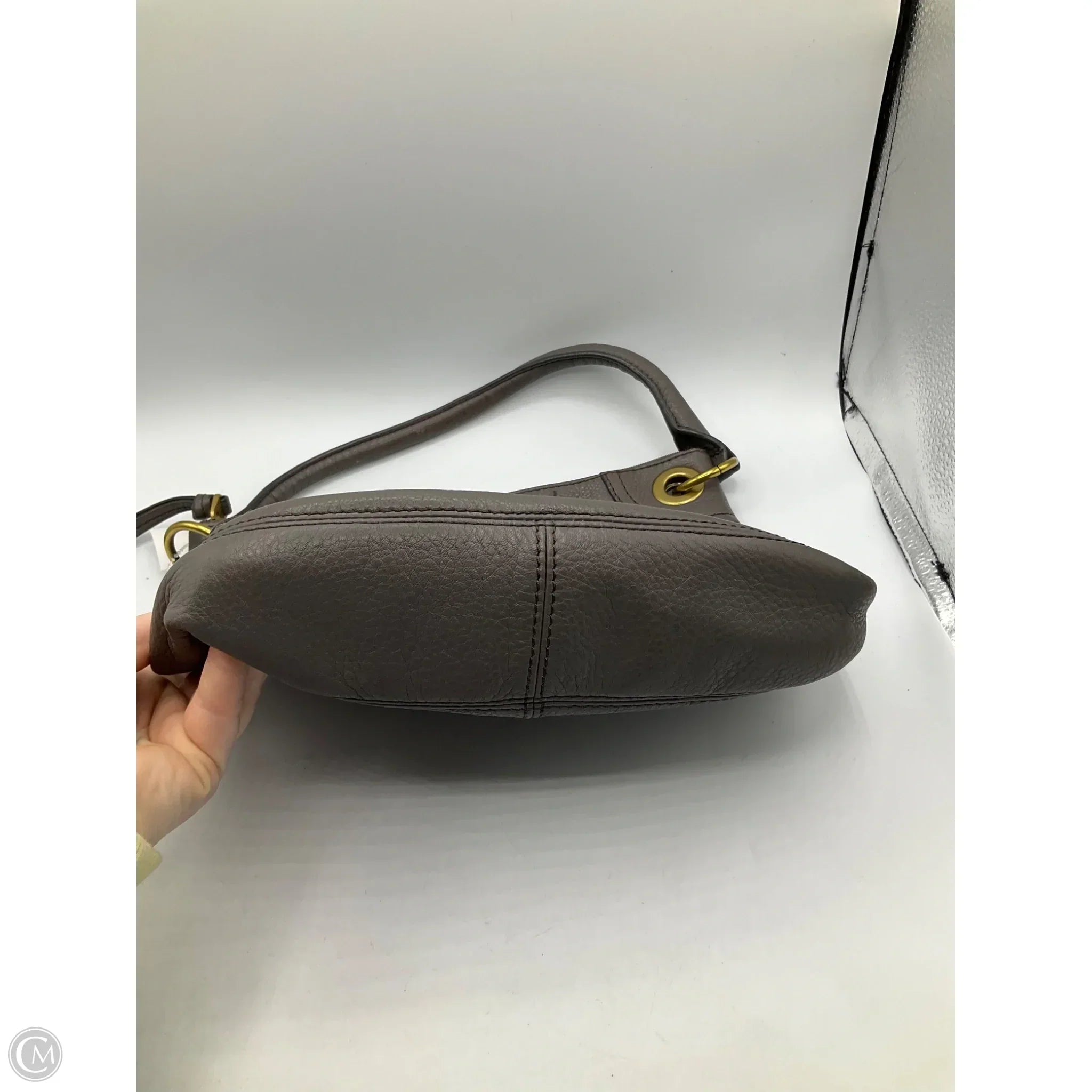 Handbag Leather By Fossil, Size: Medium