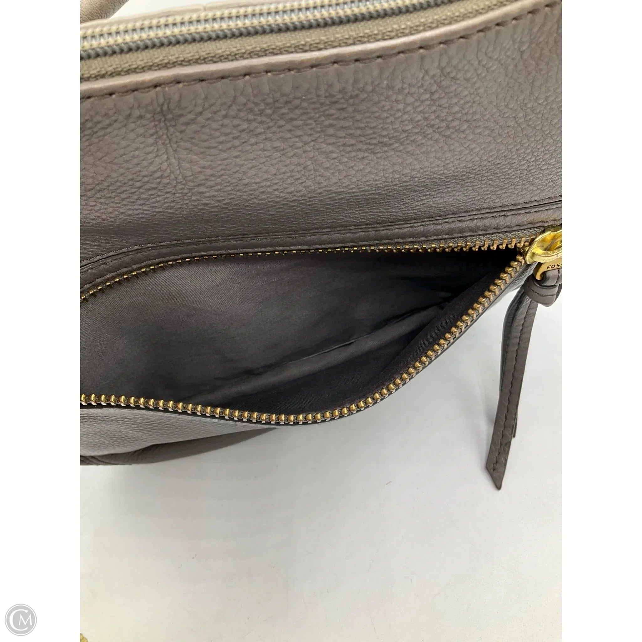 Handbag Leather By Fossil, Size: Medium
