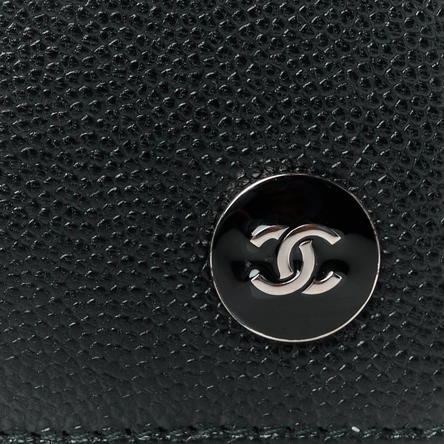 Caviar CC Button Bi-Fold Wallet Black