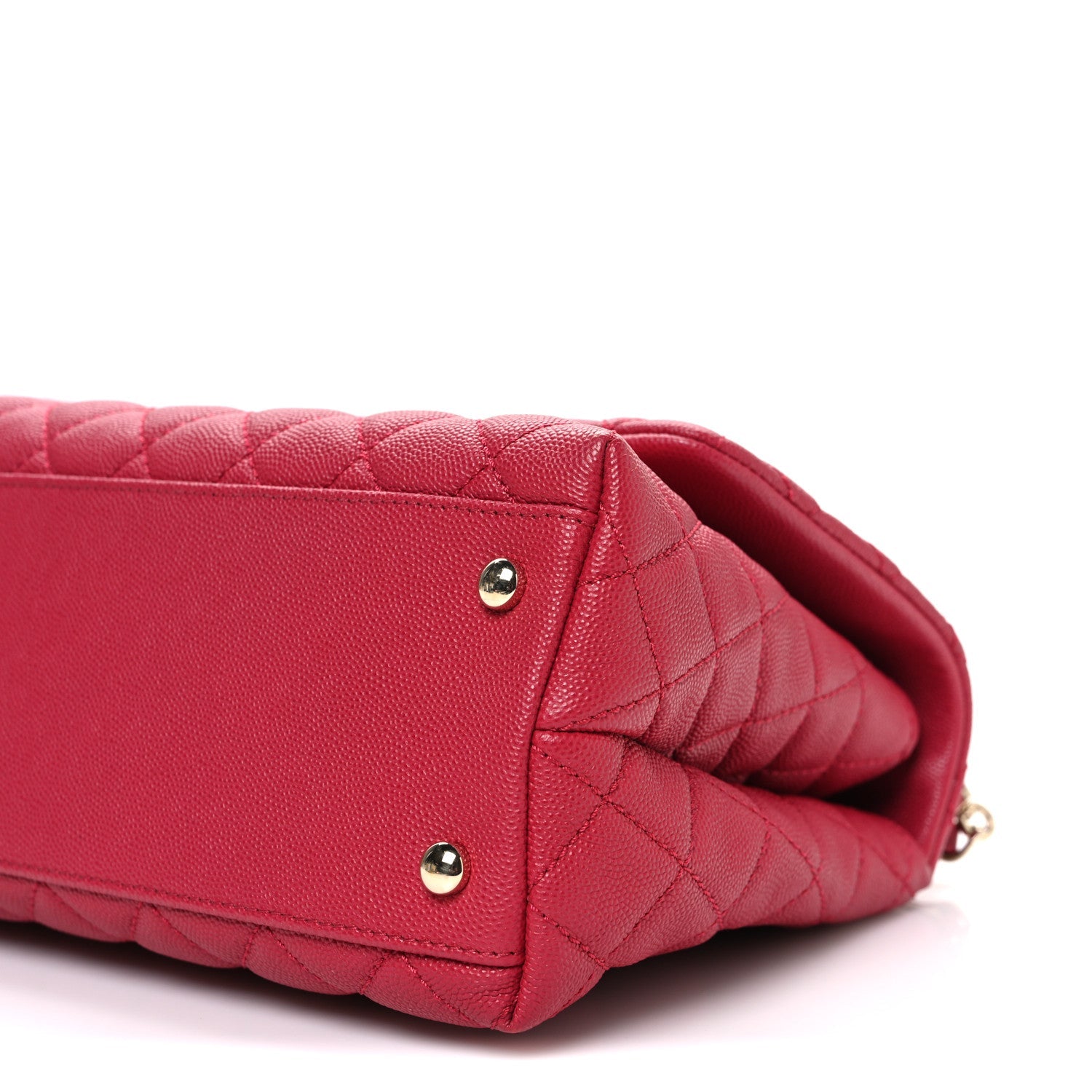 Caviar Quilted Small Coco Handle Flap Dark Pink