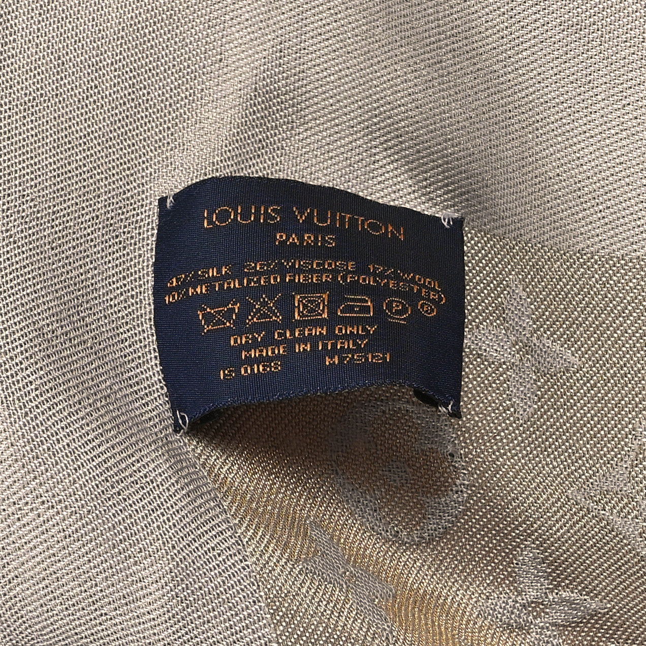 Silk Lurex Wool Monogram Shine Shawl Greige