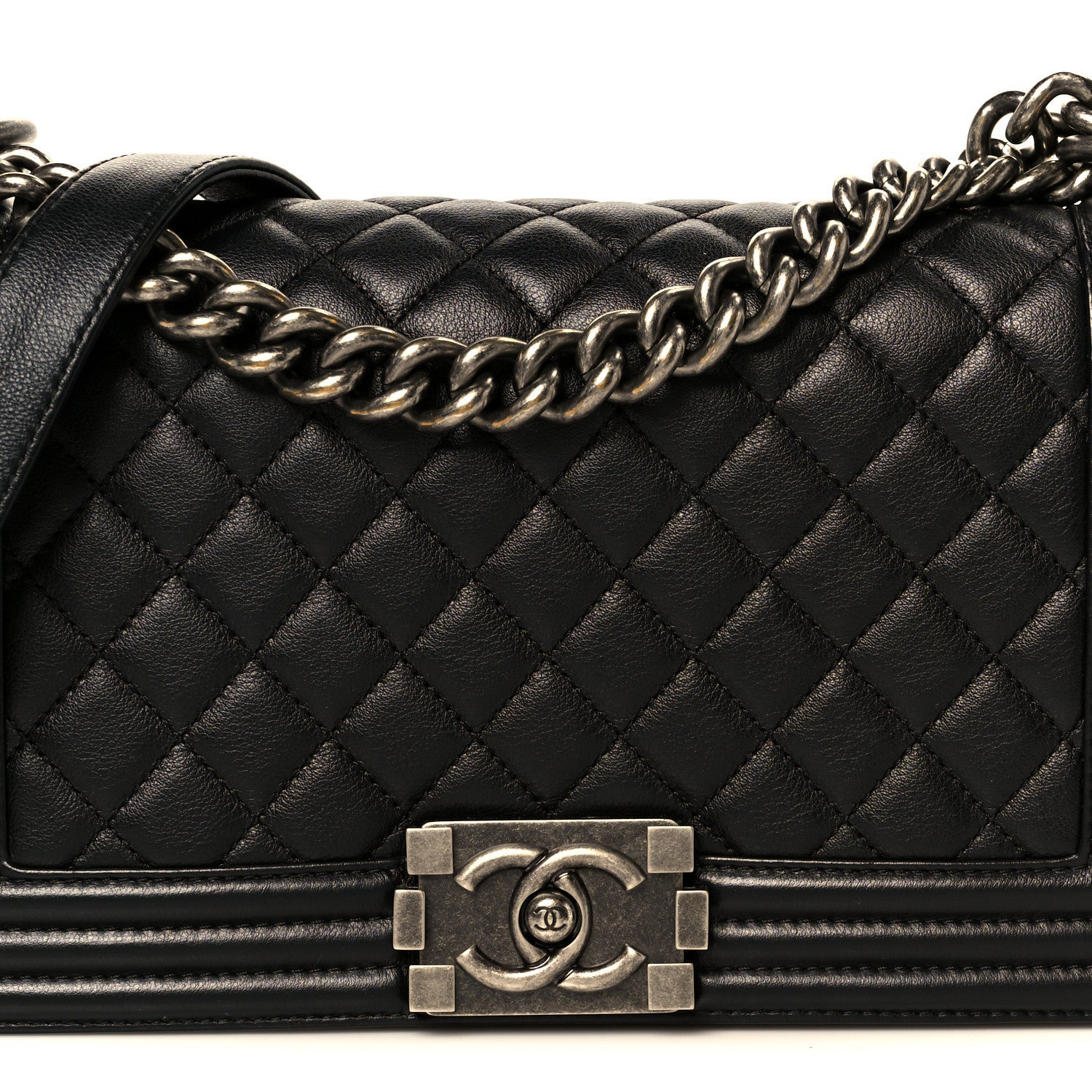 Calfskin Quilted Medium Boy Flap Black