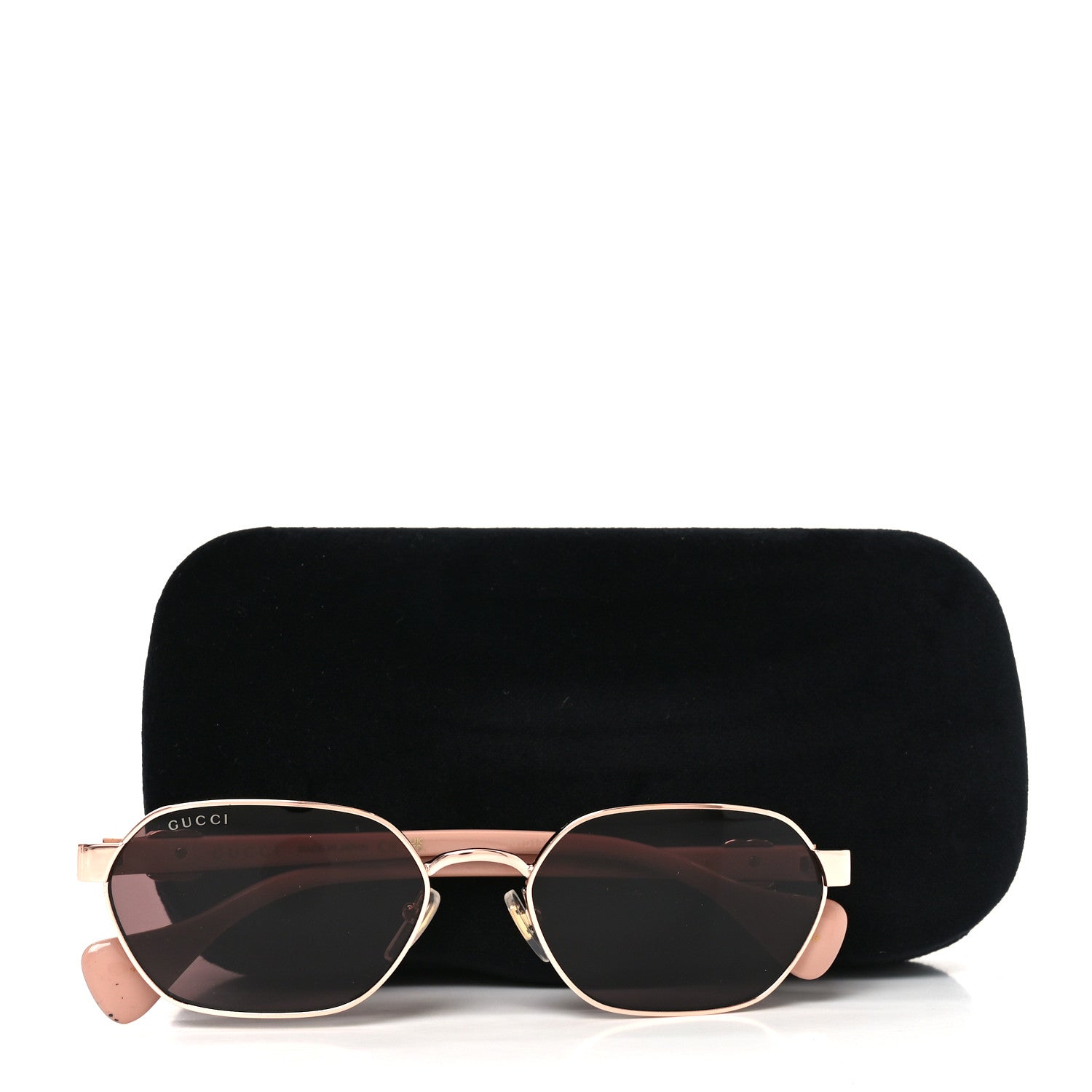 Metal Acetate Rectangular Frame Sunglasses GG1593S Rose Gold Pink