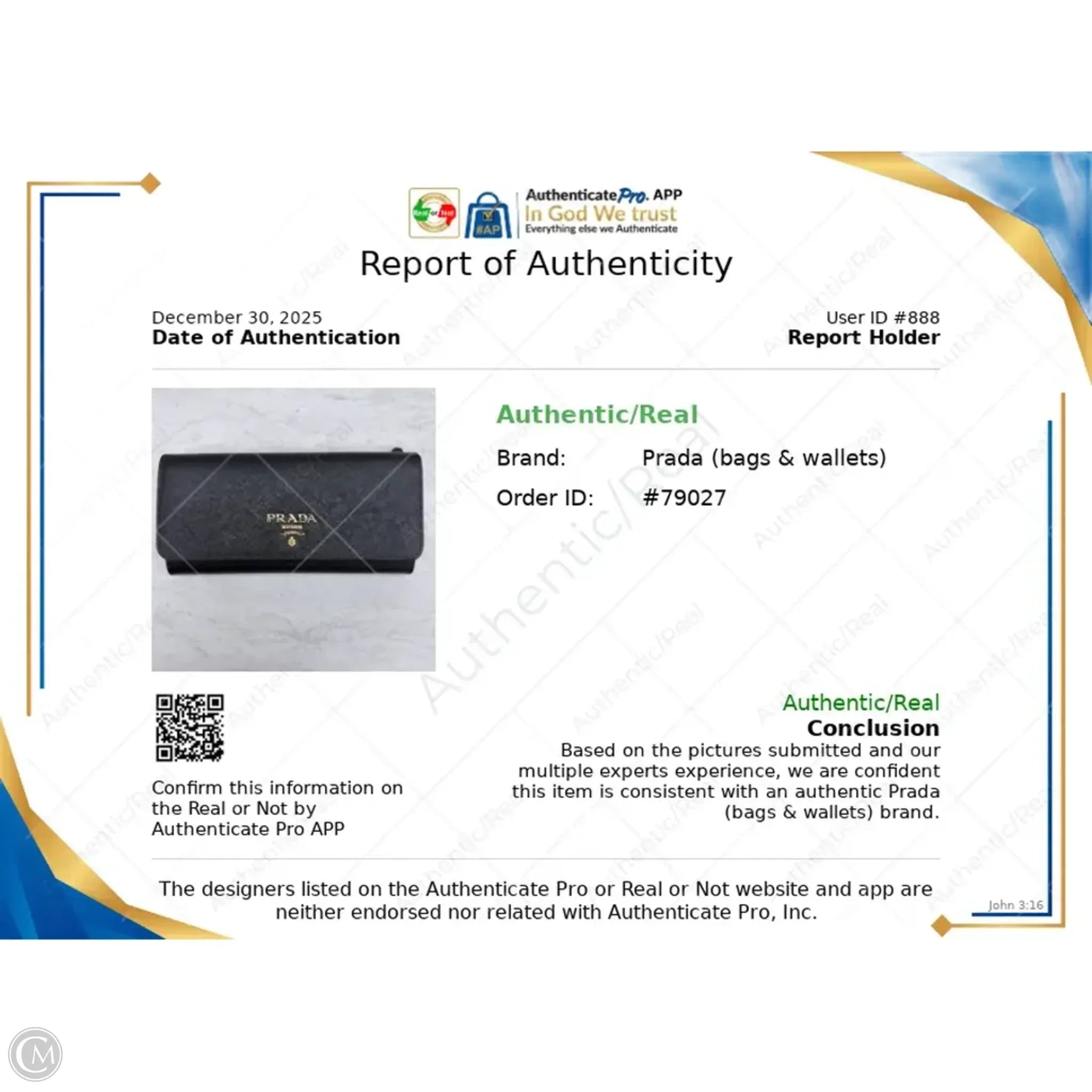 Wallet Luxury Designer By Prada, Size: Medium