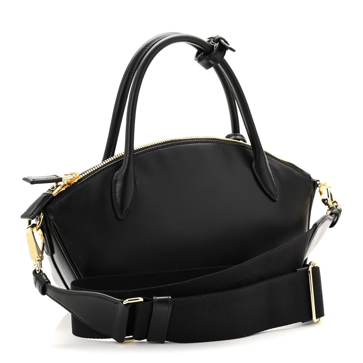 City Calf Small Triangle Shoulder Bag Black