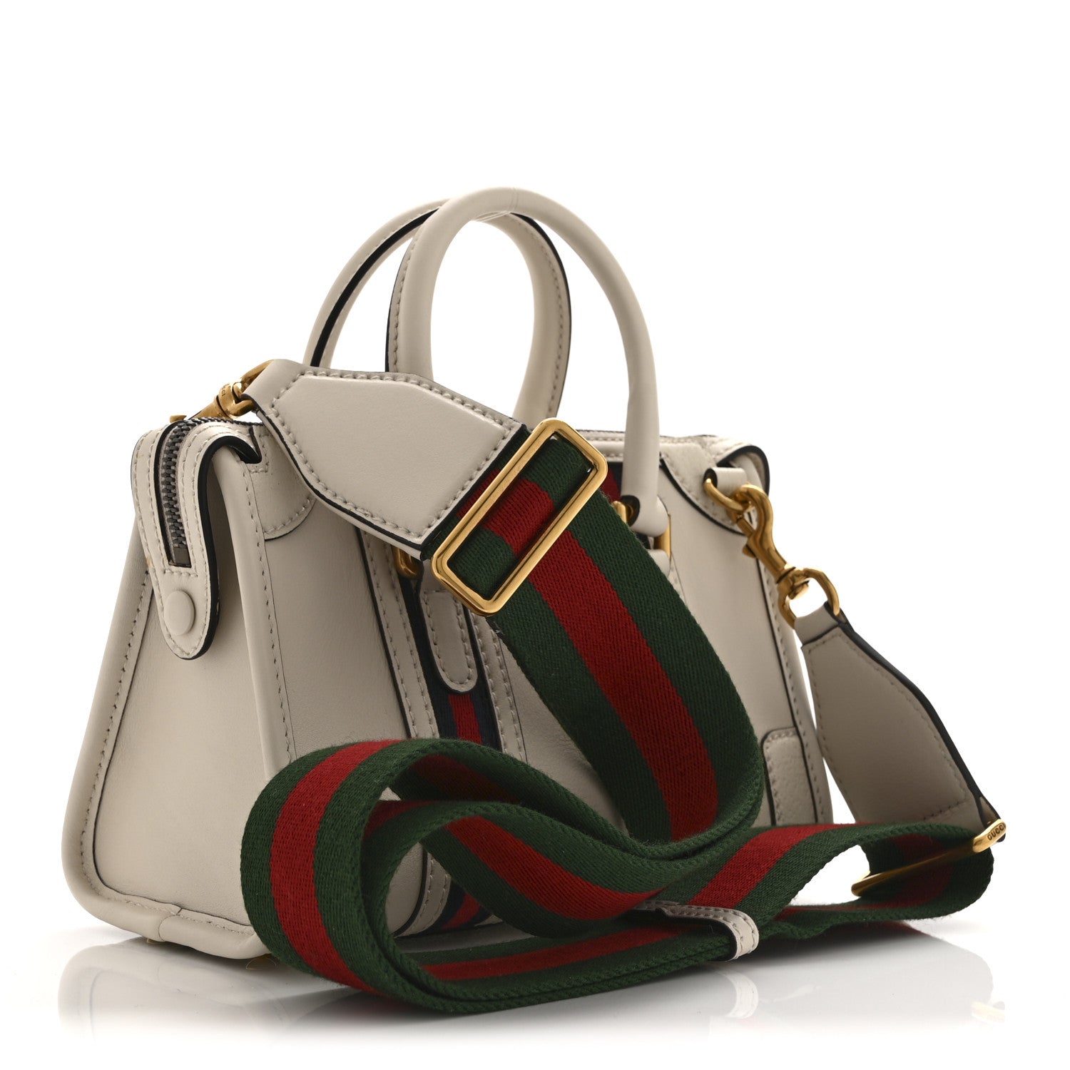 Koi Calfskin Web Mini Bauletto Duffle Top Handle Bag Mystic White