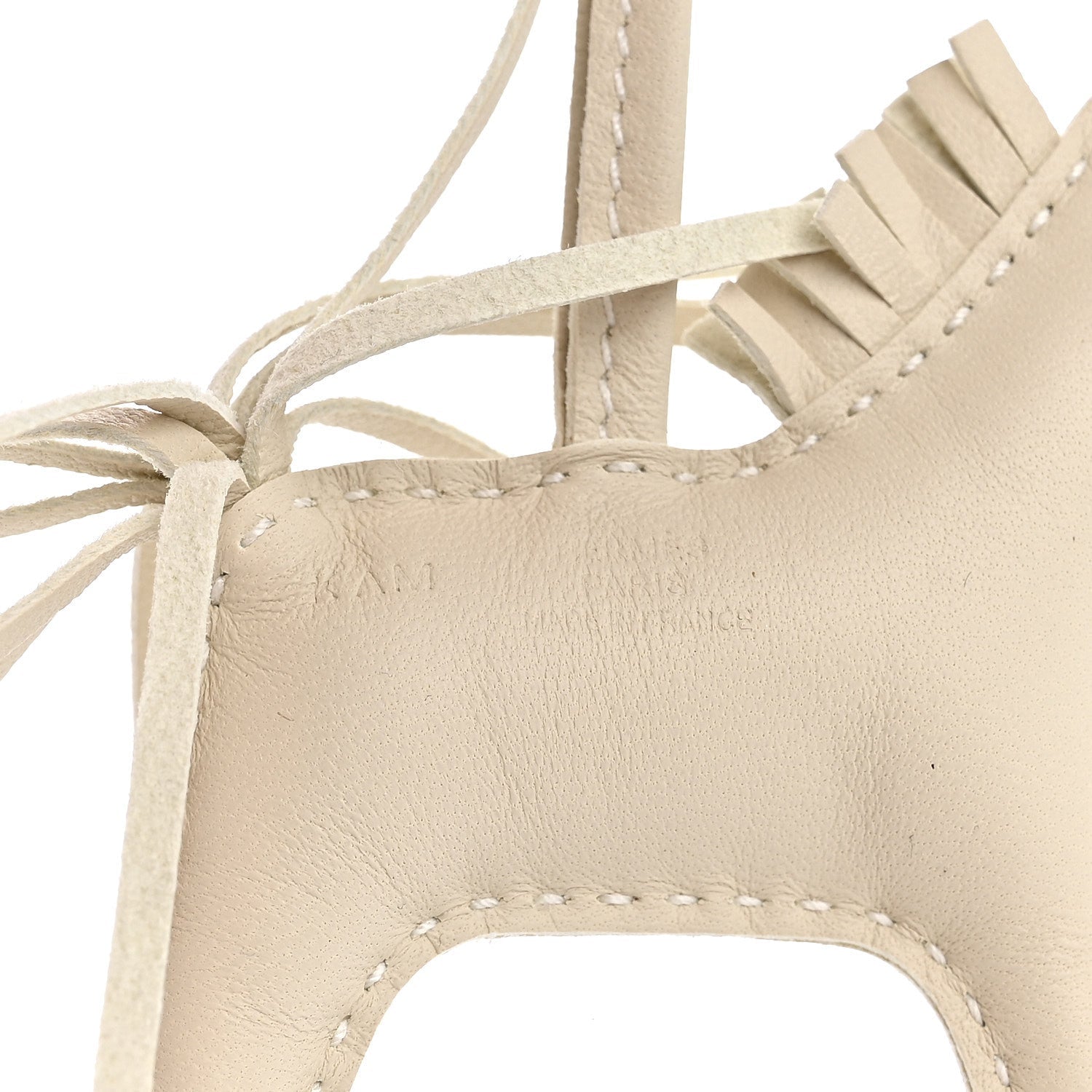 Milo Lambskin Studded Grigri Rodeo Robeo Rock Horse Bag Charm PM Craie