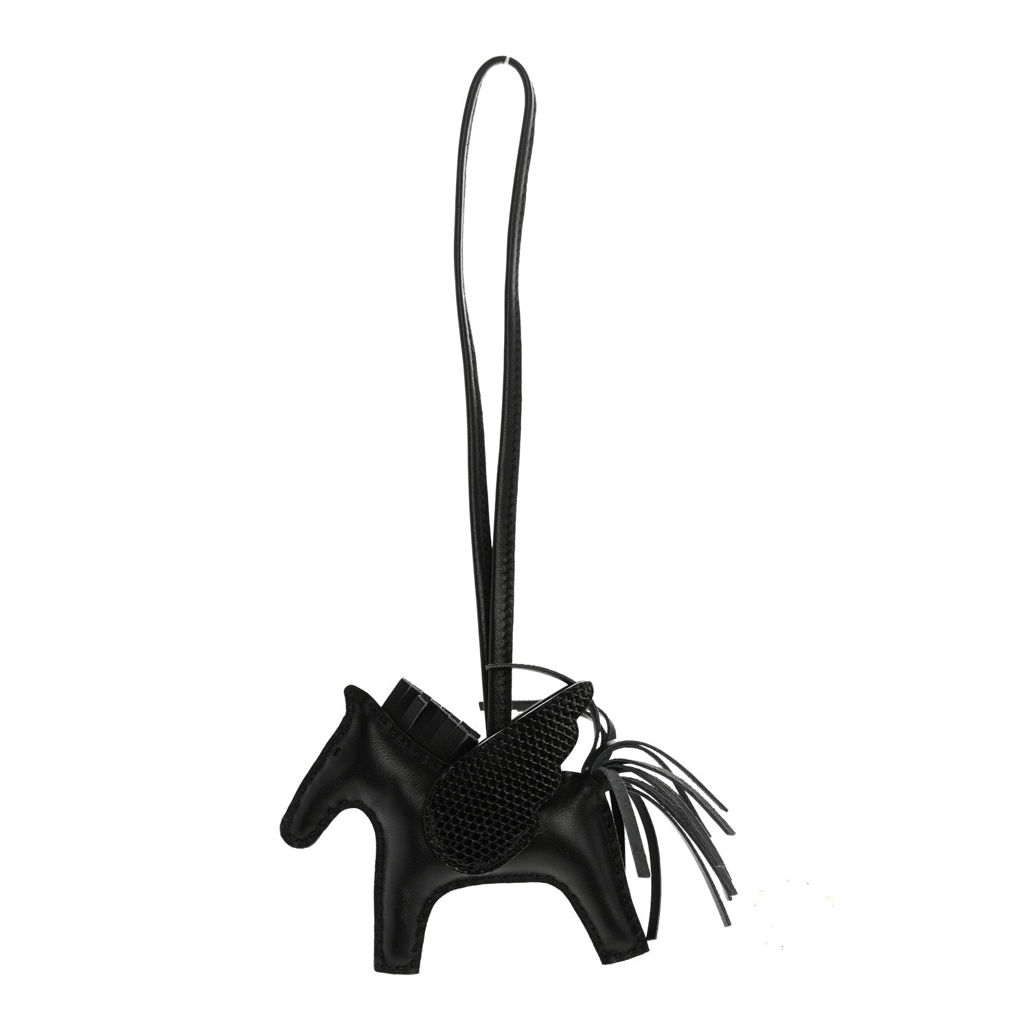 Milo Lambskin Lizard Touch Grigri Rodeo Pegase Horse Bag Charm PM So Black