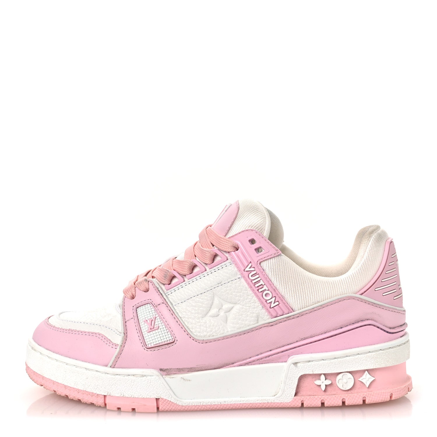 Calfskin Monogram Womens LV Trainer Sneakers 36.5 Light Pink