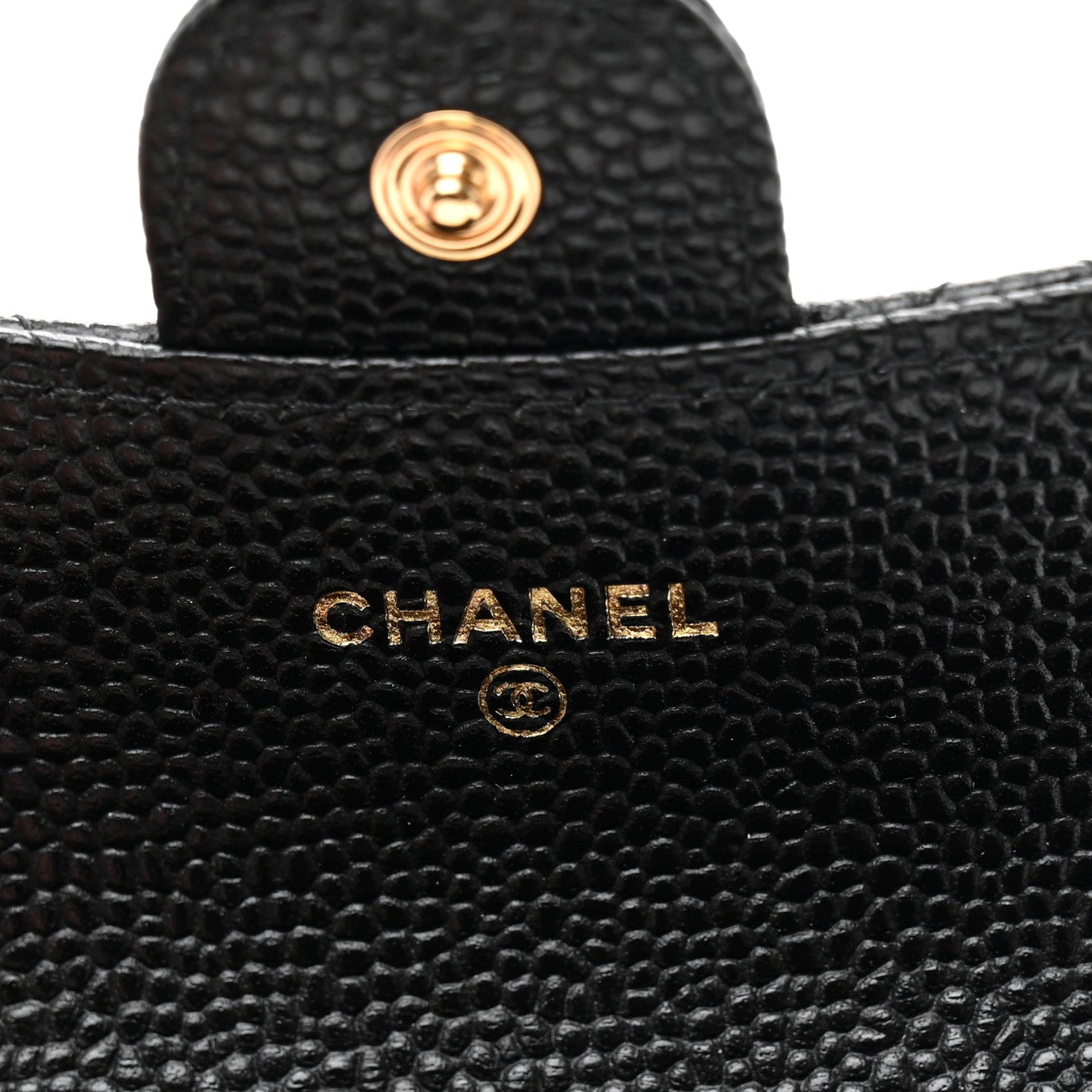Caviar Quilted Flap Card Holder Wallet Black