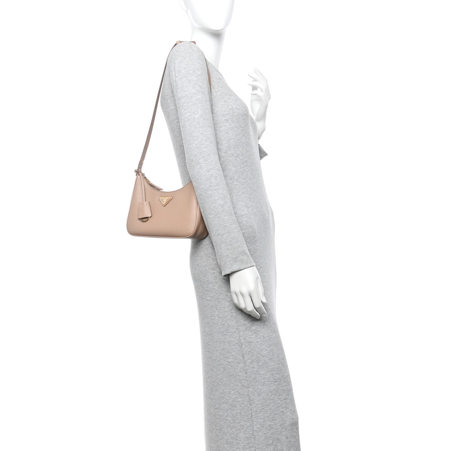 Saffiano Lux Re-Edition Mini Shoulder Bag Cammeo