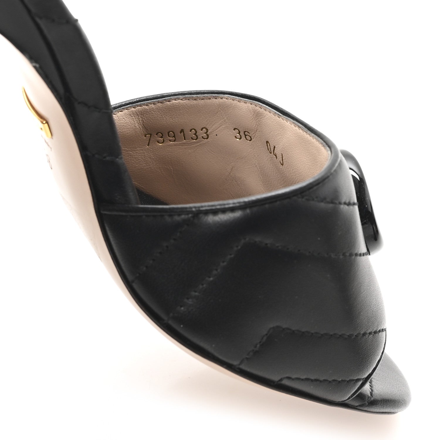 Nappa Matelasse Monochrome GG Marmont 75mm Slide Sandals 36 Black