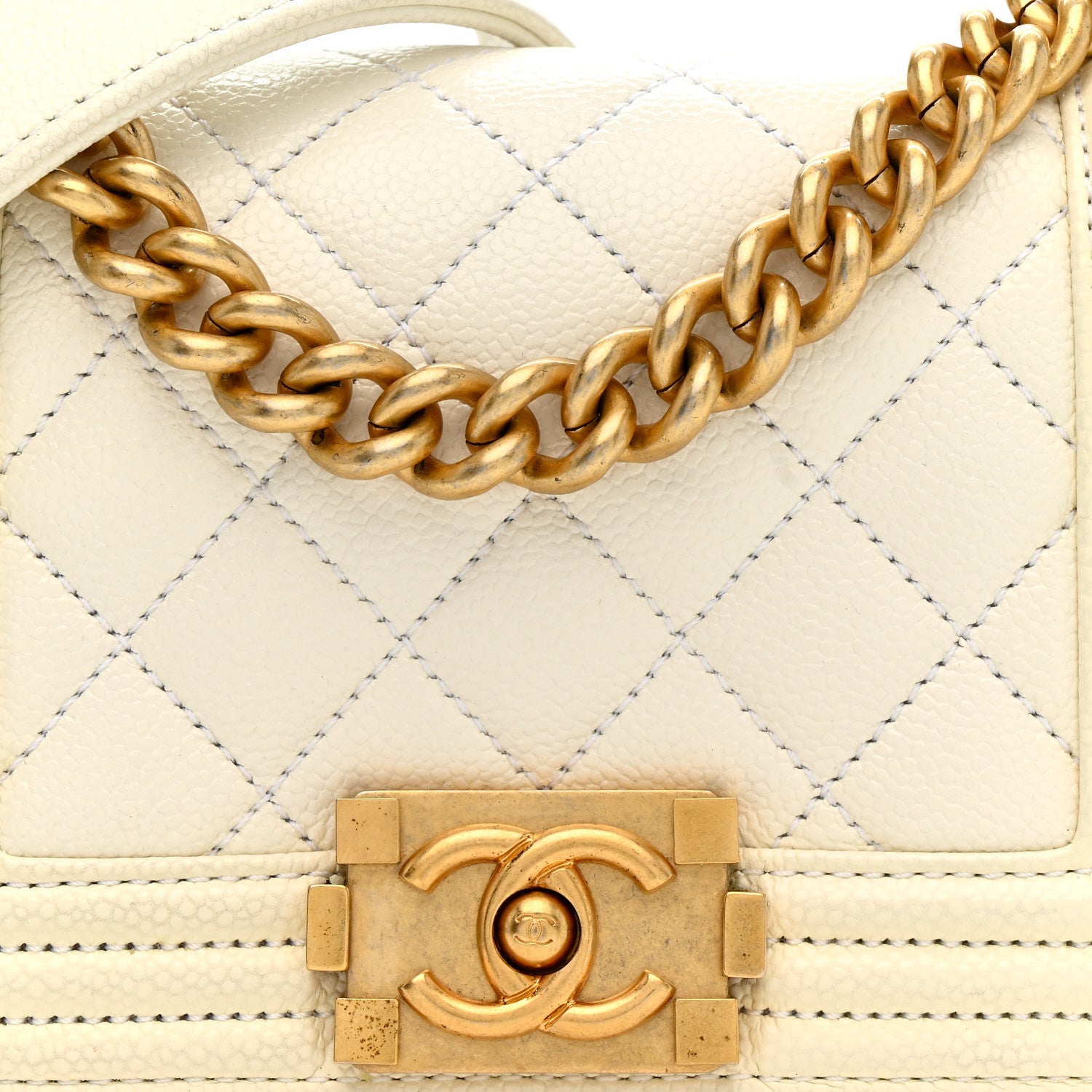 Caviar Quilted Mini Boy Flap White