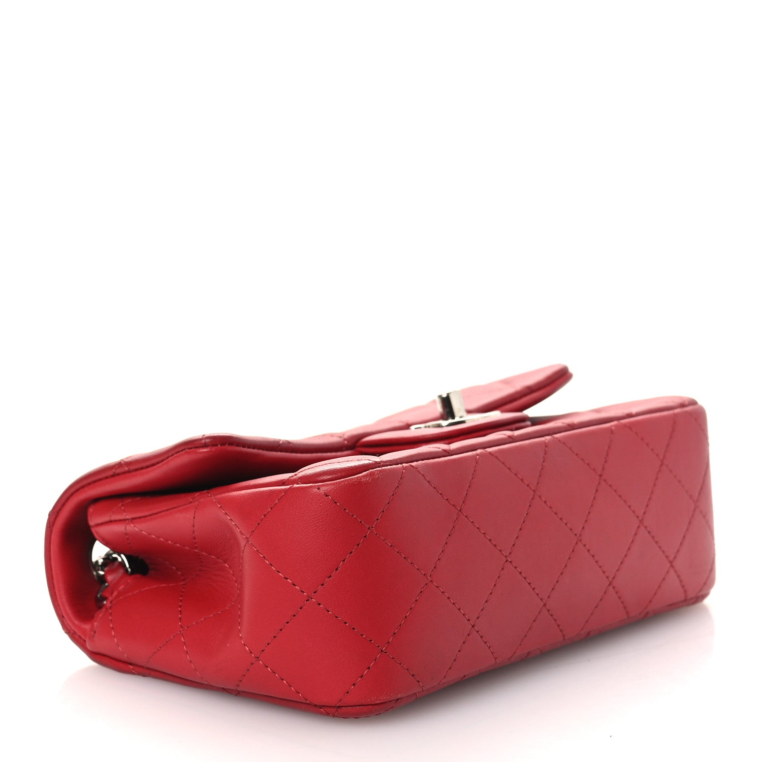 Lambskin Quilted Mini Rectangular Flap Red