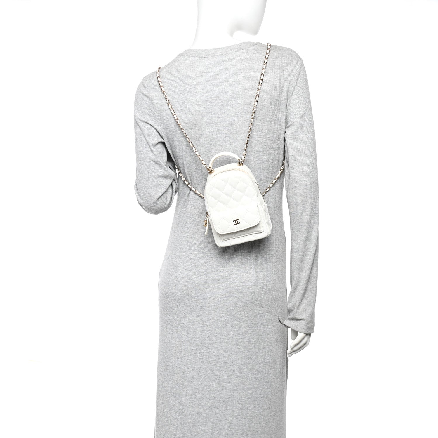 Caviar Quilted CC Mini Classic Backpack White
