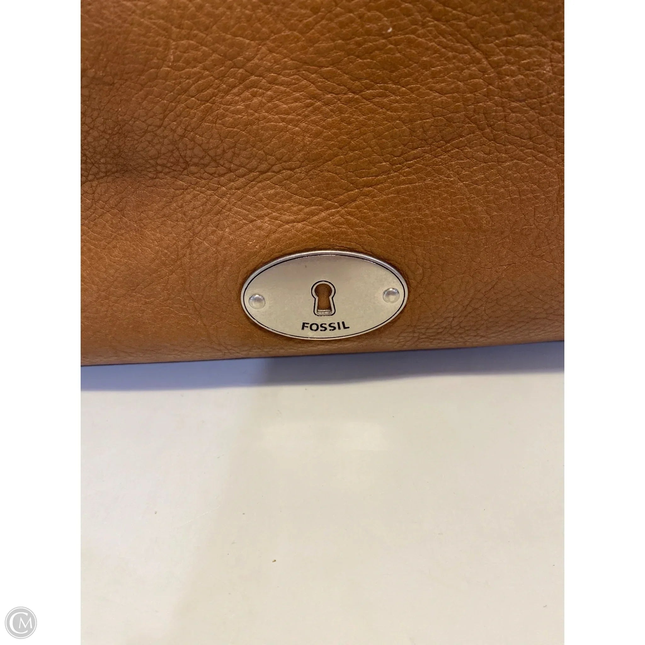 Handbag Leather By Fossil, Size: Medium