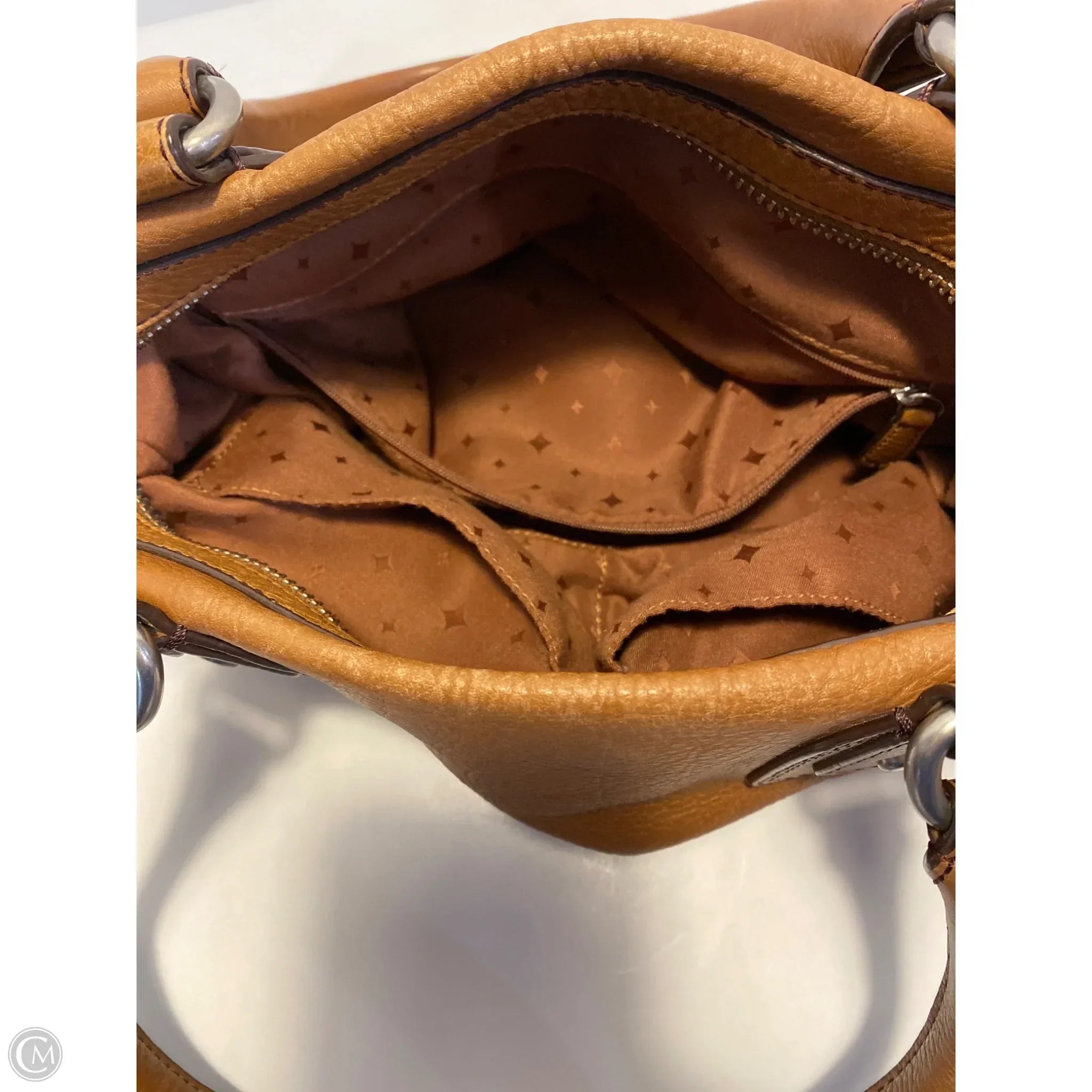 Handbag Leather By Fossil, Size: Medium