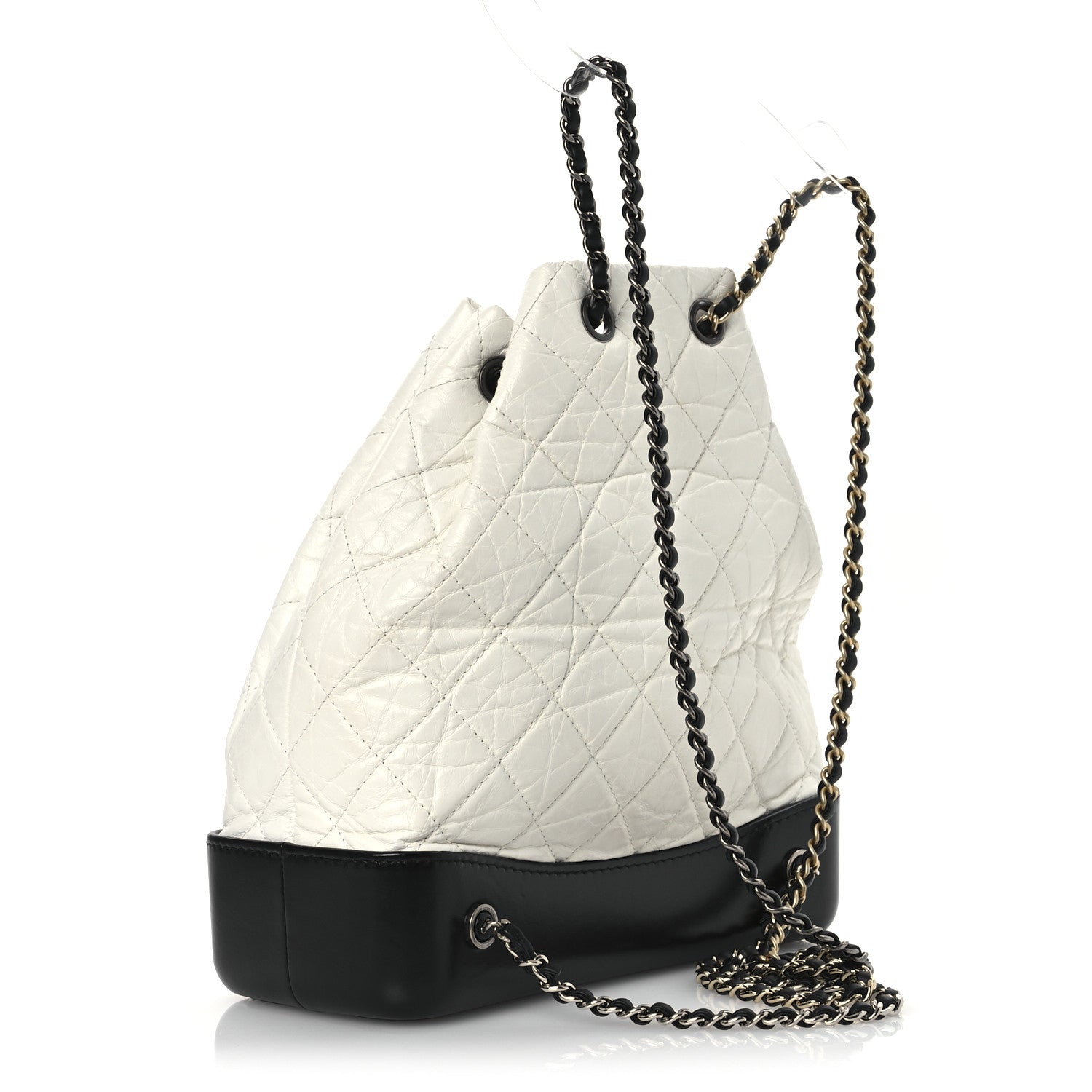 Aged Calfskin Quilted Gabrielle Backpack Black White
